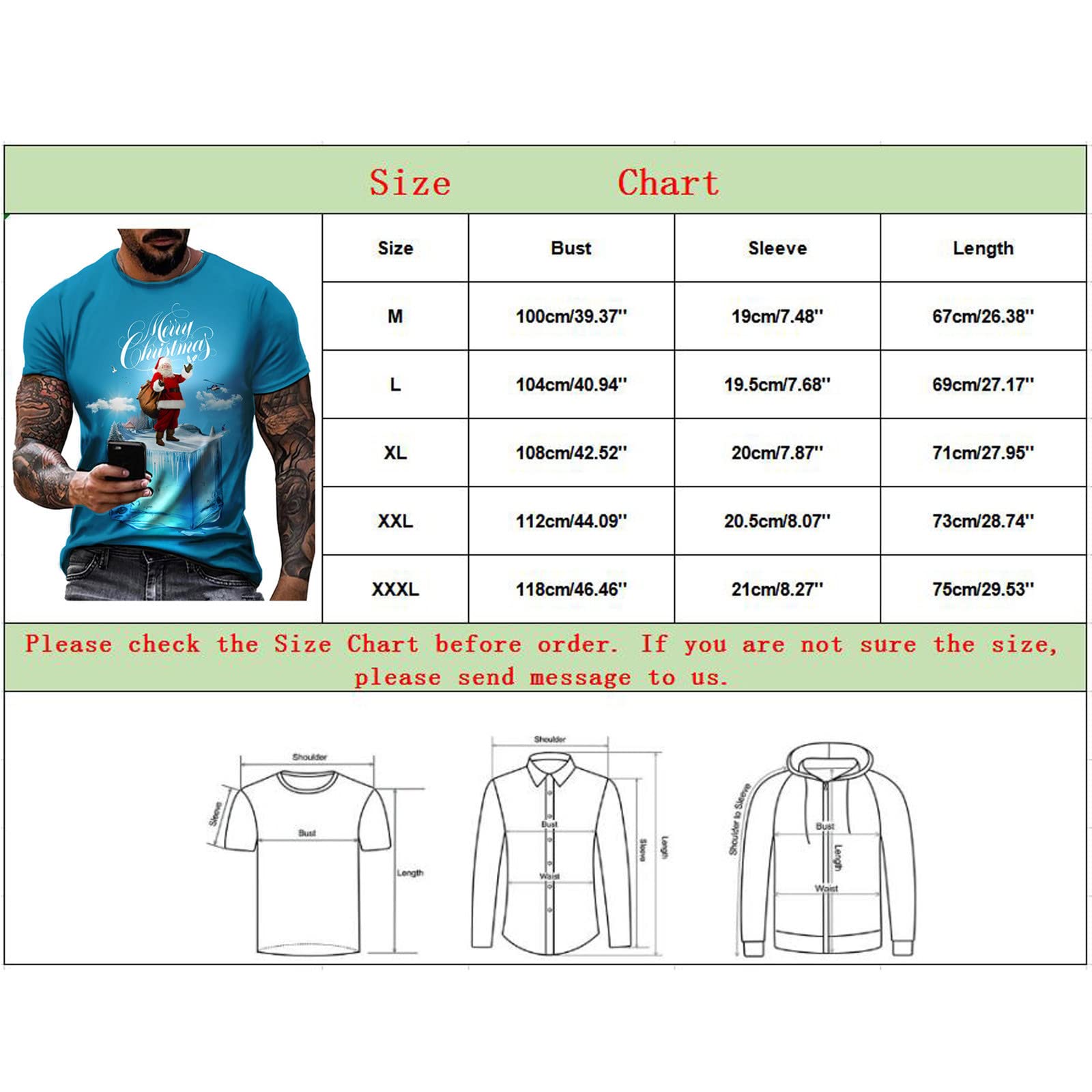Funny Ugly Christmas Shirt for Men - Santa Claus Graphic Printed Short Sleeve Crewneck T-Shirt - Novelty Holiday Tee - Perfect for Ugly Sweater Parties & Family Gatherings