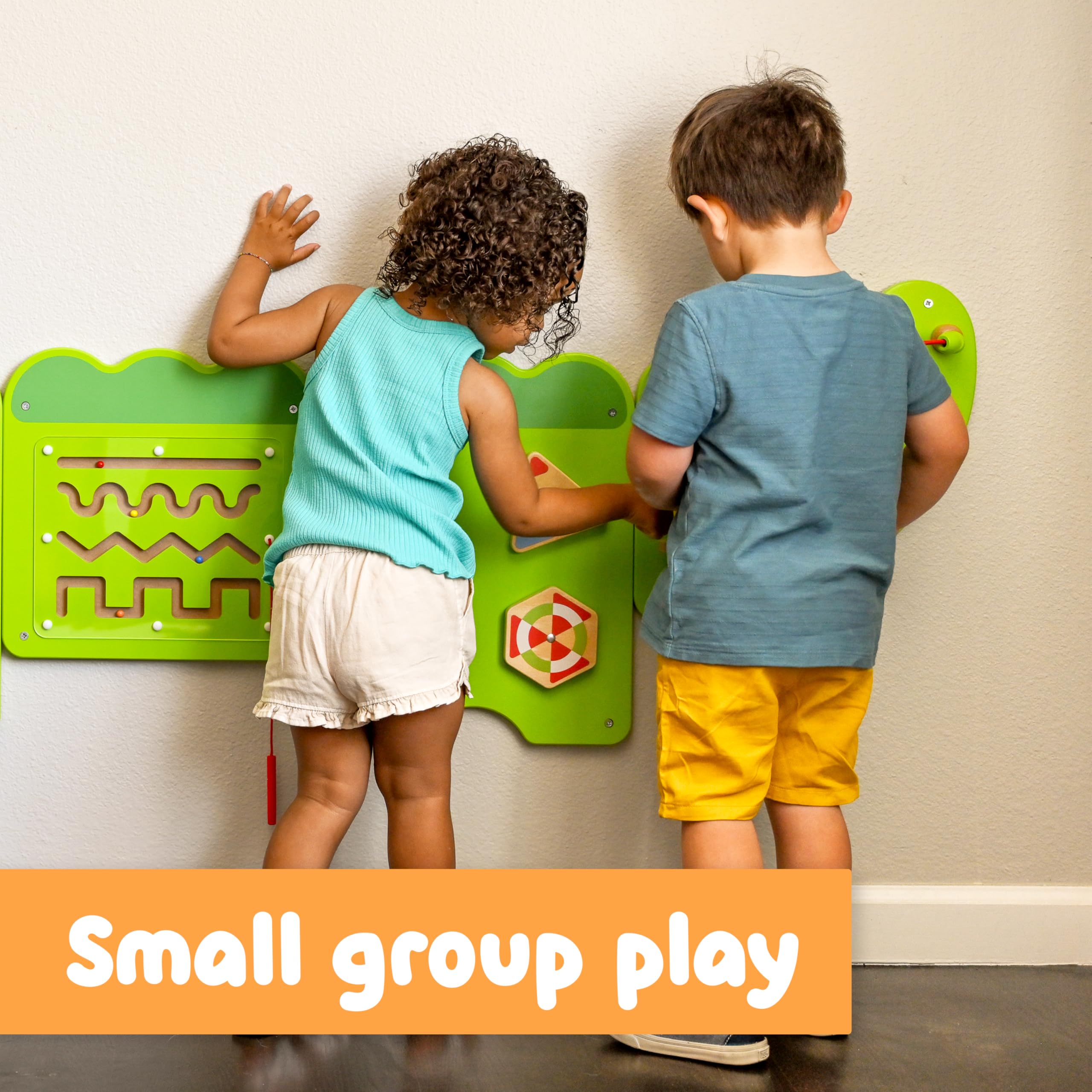 SPARK & WOW Crocodile Activity Wall Panel - Montessori Sensory Toy for Toddlers 18 Months+ with 9 Educational Activities | Light Green Busy Board for Kids | Perfect for Daycare, Preschool & Home Playrooms