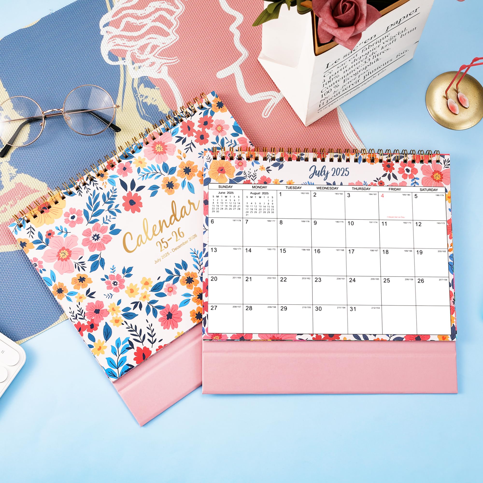 2025-2026 18-Month Standing Desk Calendar | July 2025 - December 2026 Flip Planner | 10