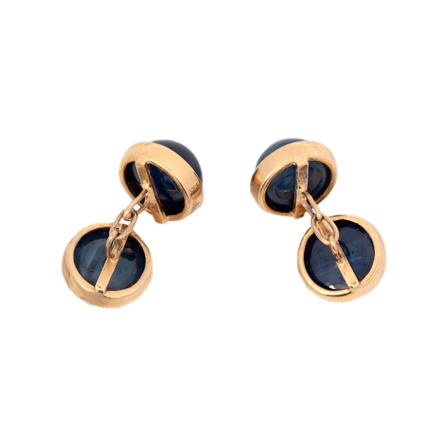 Victorian Style 14K Gold Natural Sapphire Cabochon Cufflinks for Men - Elegant Dress Shirt Accessories for Weddings & Formal Events