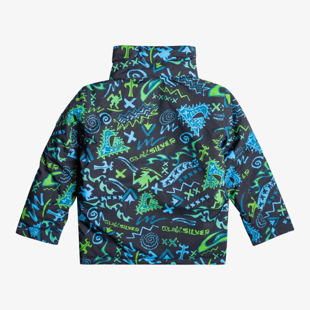 Quiksilver Little Mission Boys Ski Jacket - Waterproof Winter Coat for Kids, Insulated Snow Jacket with Hood (Tattoo/Black) - Perfect for Skiing, Snowboarding & Cold Weather Adventures