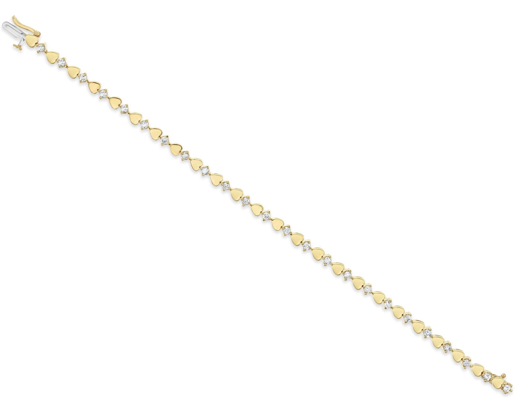 14K Yellow Gold Heart Shaped Diamond Tennis Bracelet for Women - Elegant Gift for Anniversary, Valentine's Day & Special Occasions