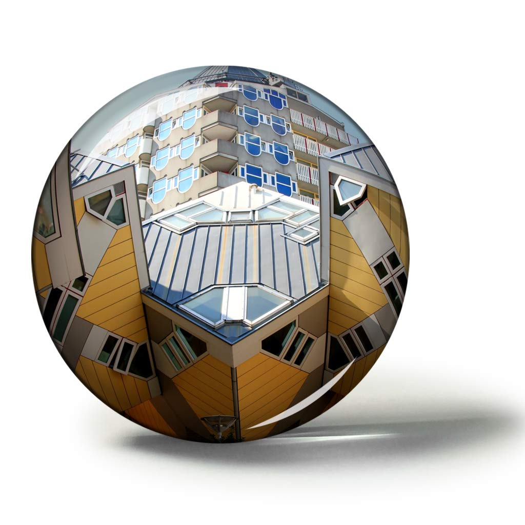 Holland Cube House Rotterdam Fridge Magnet - 1.9 Inch Circle Crystal Souvenir, Travel Gift & Collectible for Refrigerator Decor | Perfect for Travel Memories, Souvenir Collections & Home Decoration