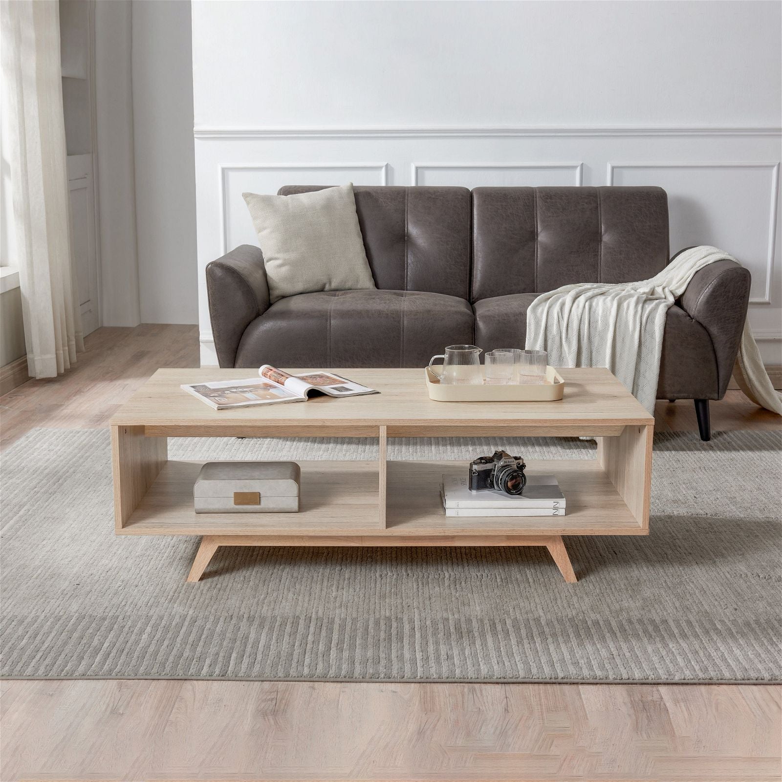 Tauris™ Metro Light Oak Coffee Table - Modern Living Room Furniture for Small Spaces & Apartments