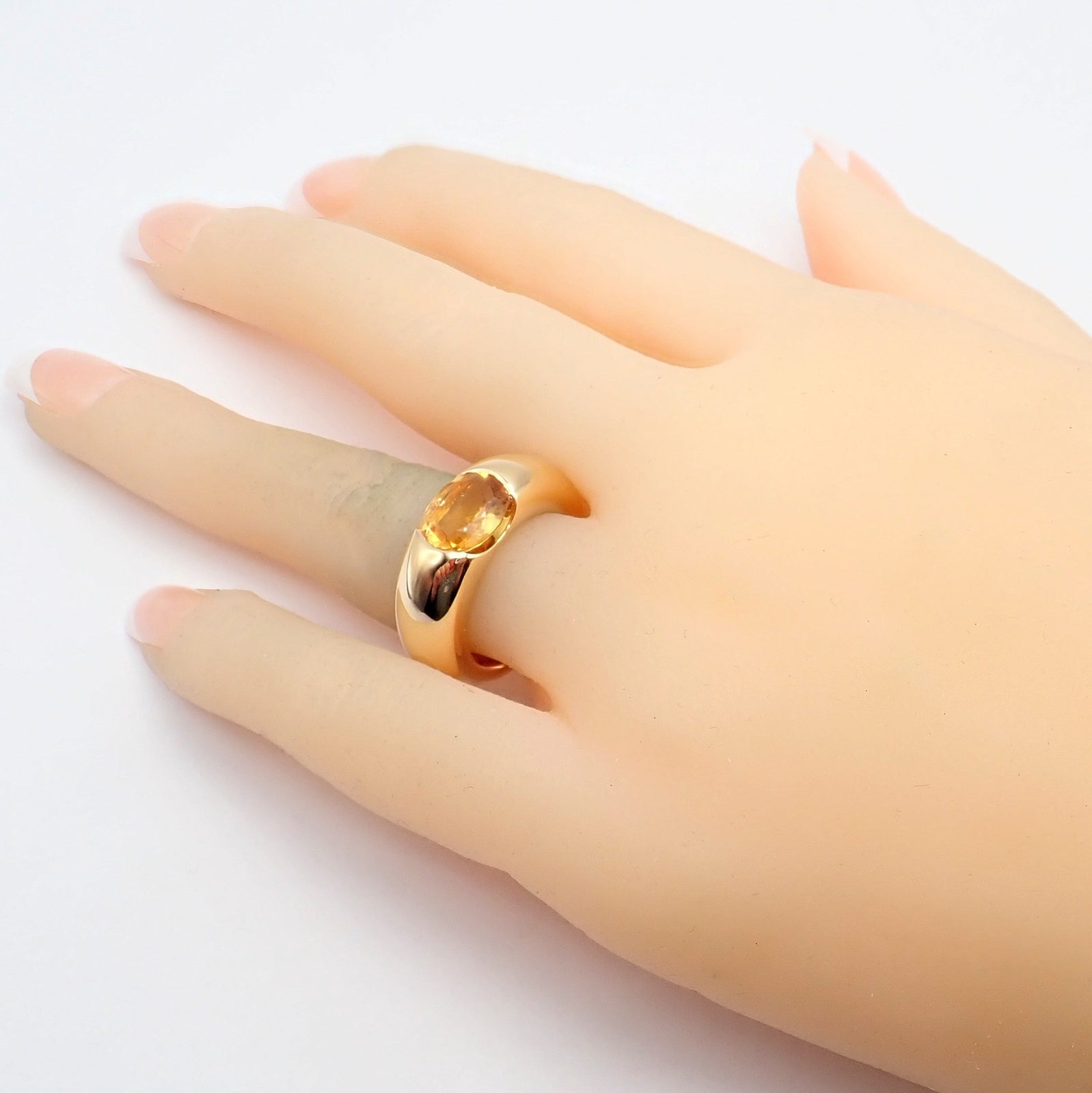 Authentic Cartier 18K Yellow Gold Citrine Wide Large Ellipse Band Ring Size 5.5 - Luxury Jewelry for Women, Perfect for Weddings, Anniversaries & Special Occasions