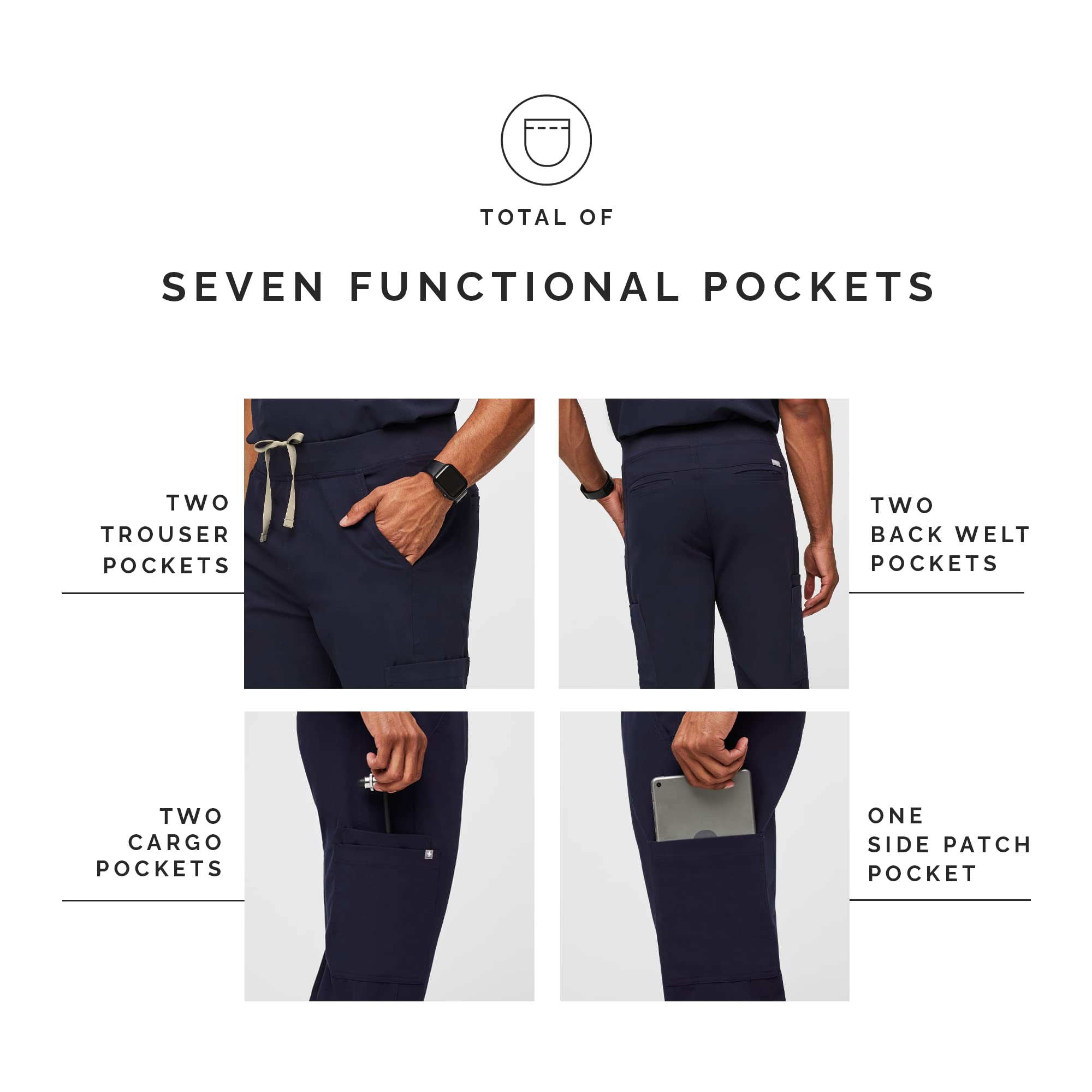 FIGS Axim Cargo Scrub Pants for Men - Classic Fit, Straight Leg, 7 Functional Pockets, 4-Way Stretch Fabric, Anti-Wrinkle Medical Scrubs | Perfect for Doctors, Nurses & Healthcare Professionals
