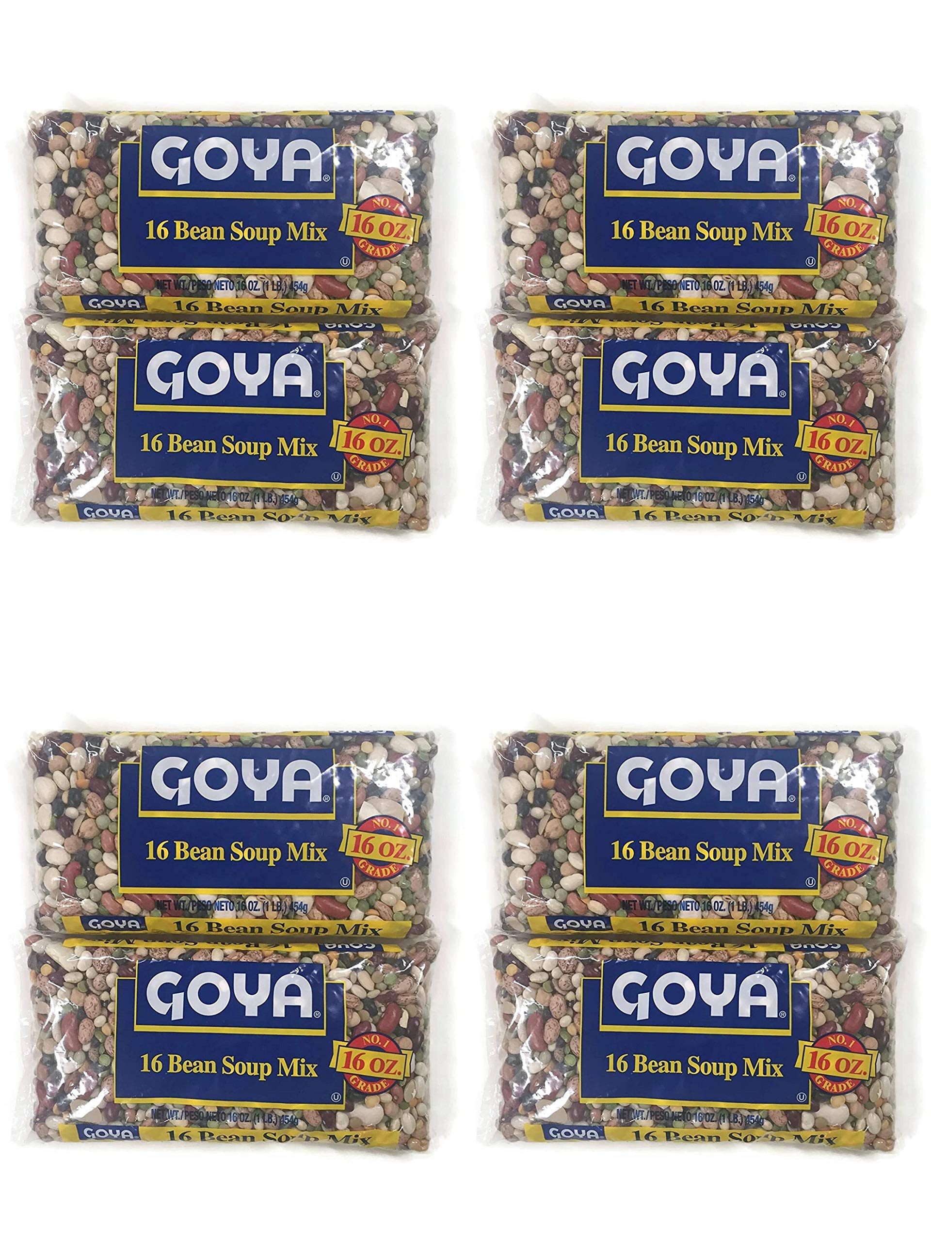 Premium Goya 16 Bean Soup Mix - 16 Oz Bags (Pack of 4) | High Protein, Fiber Rich, Gluten Free | Perfect for Hearty Soups, Stews & Slow Cooker Meals