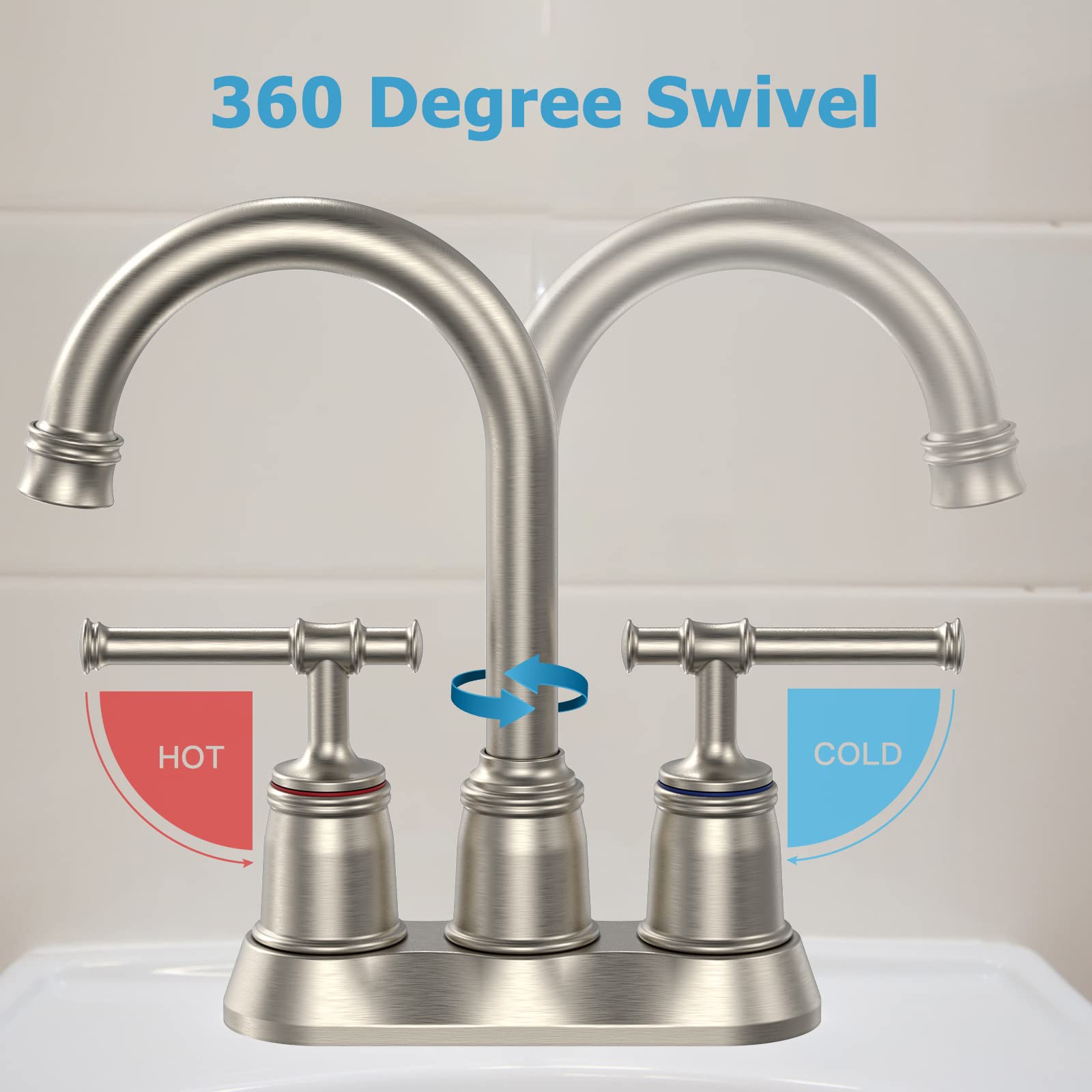 GARVEE 4-Inch Centerset Bathroom Faucet - 2 or 3 Hole Installation - Brushed Nickel Finish - Perfect for Vanity Sinks & Powder Rooms