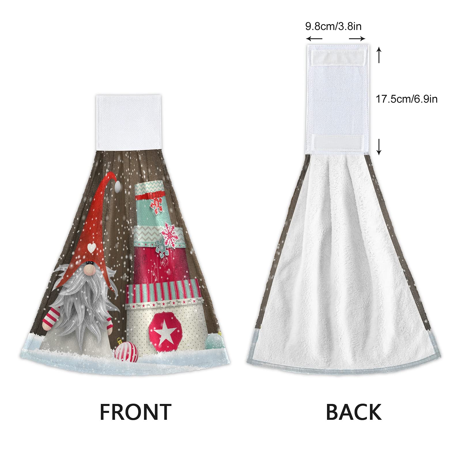 Christmas Gnome Kitchen Hanging Hand Towels - Set of 2 Absorbent Winter Snowflake Bathroom Towels with Loops - 14x18 Inch Holiday Decor for Home, Kitchen & Restroom - Perfect for Festive Decorating & Gift Giving