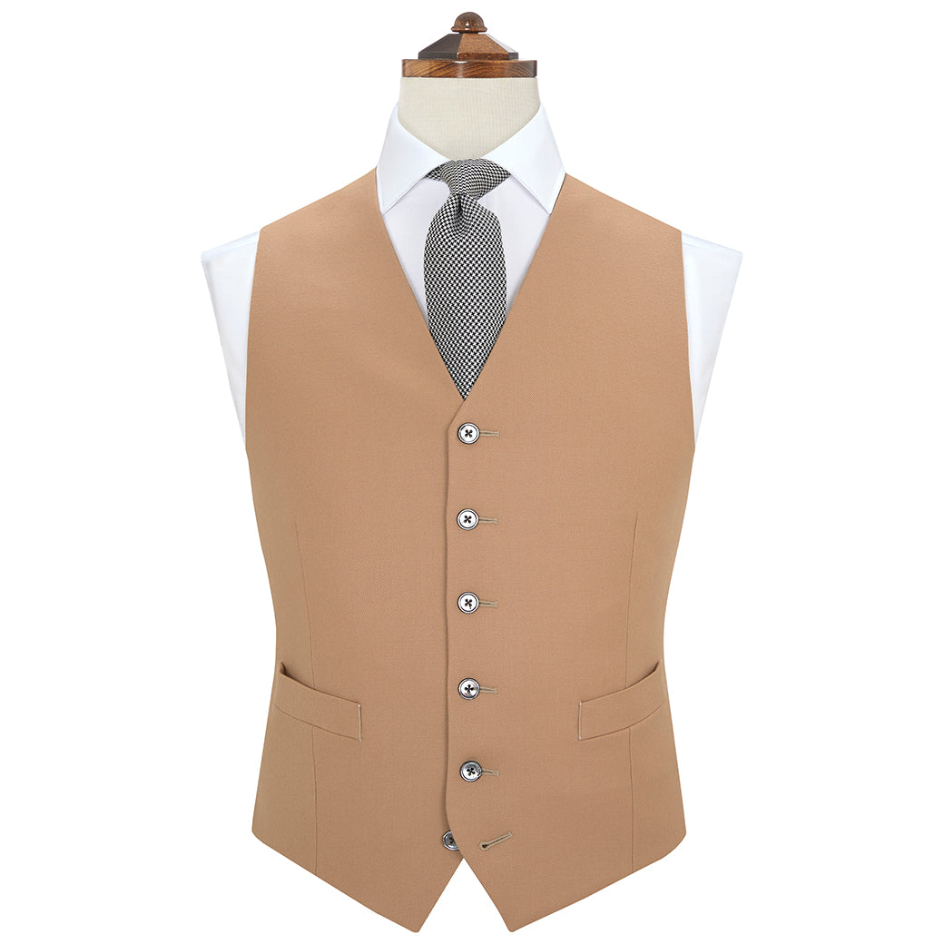 Hyde Tan Wool Waistcoat for Men - Classic Formal Vest for Business, Weddings & Office Wear | Premium Wool Blend Comfort Fit