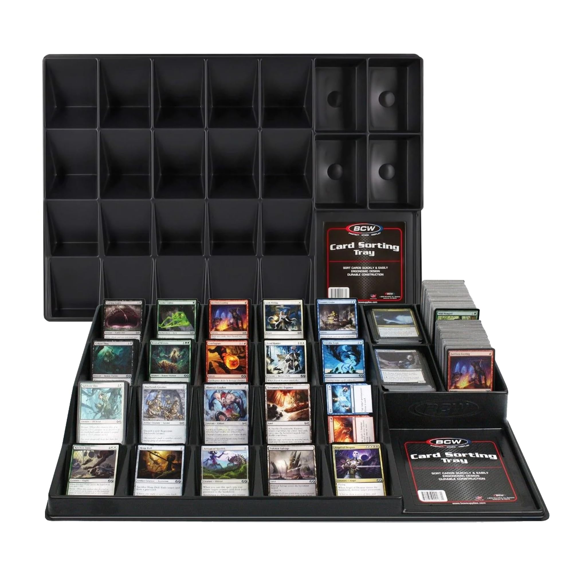 BCW 10-Count Basic Trading Card Sorting Tray | 24-Cell Organizer Display Case for TCG Cards | Perfect for Sorting, Storing & Displaying Pokemon, Magic & Sports Cards | Great for Collectors & Game Nights