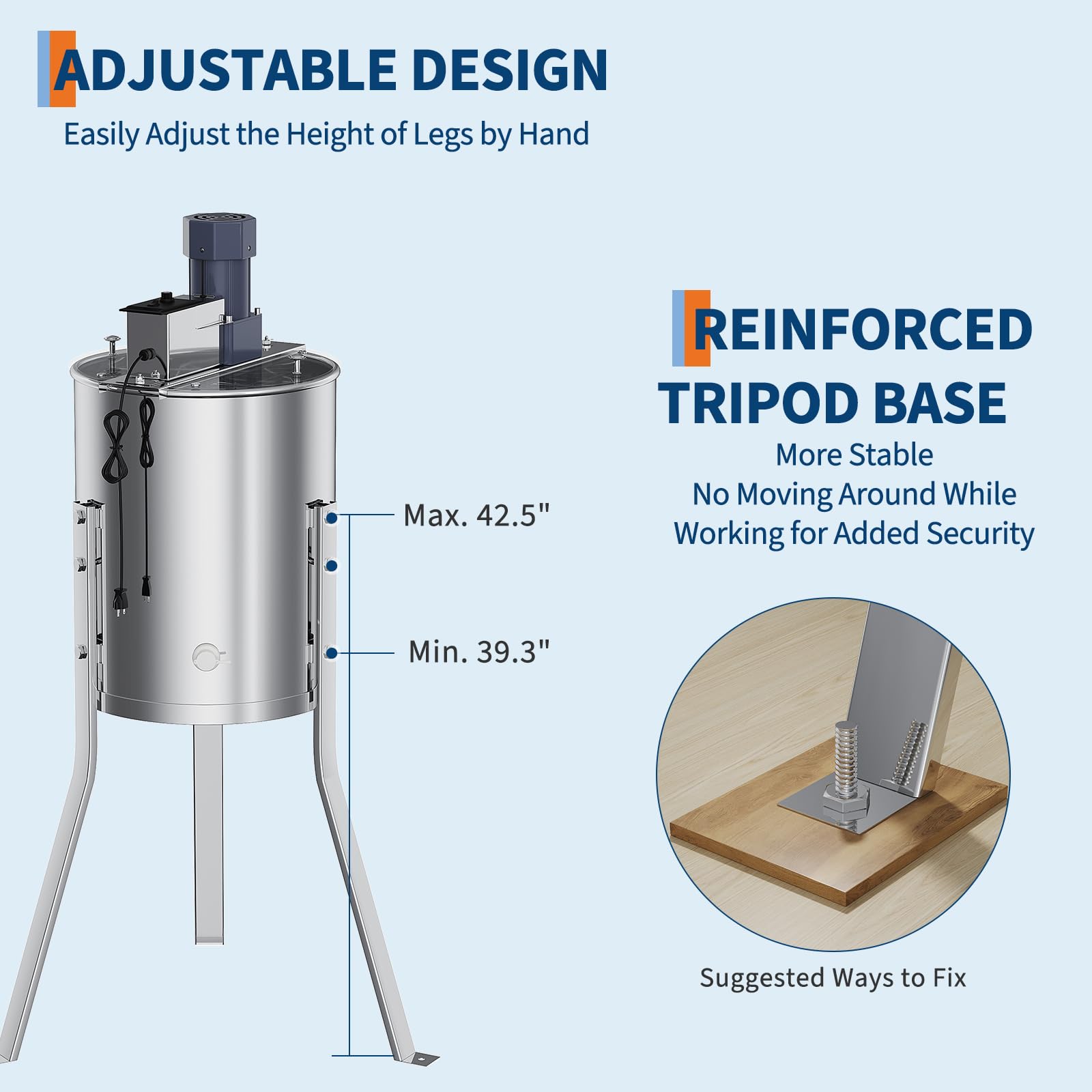 GARVEE 4 Frame Electric Honey Extractor - Stainless Steel Beekeeping Equipment with 140W Adjustable Motor, Transparent Lid & Height Adjustment | Perfect for Home Beekeepers & Commercial Honey Harvesting | Fast & Efficient Honey Extraction for Small to Medium Apiaries
