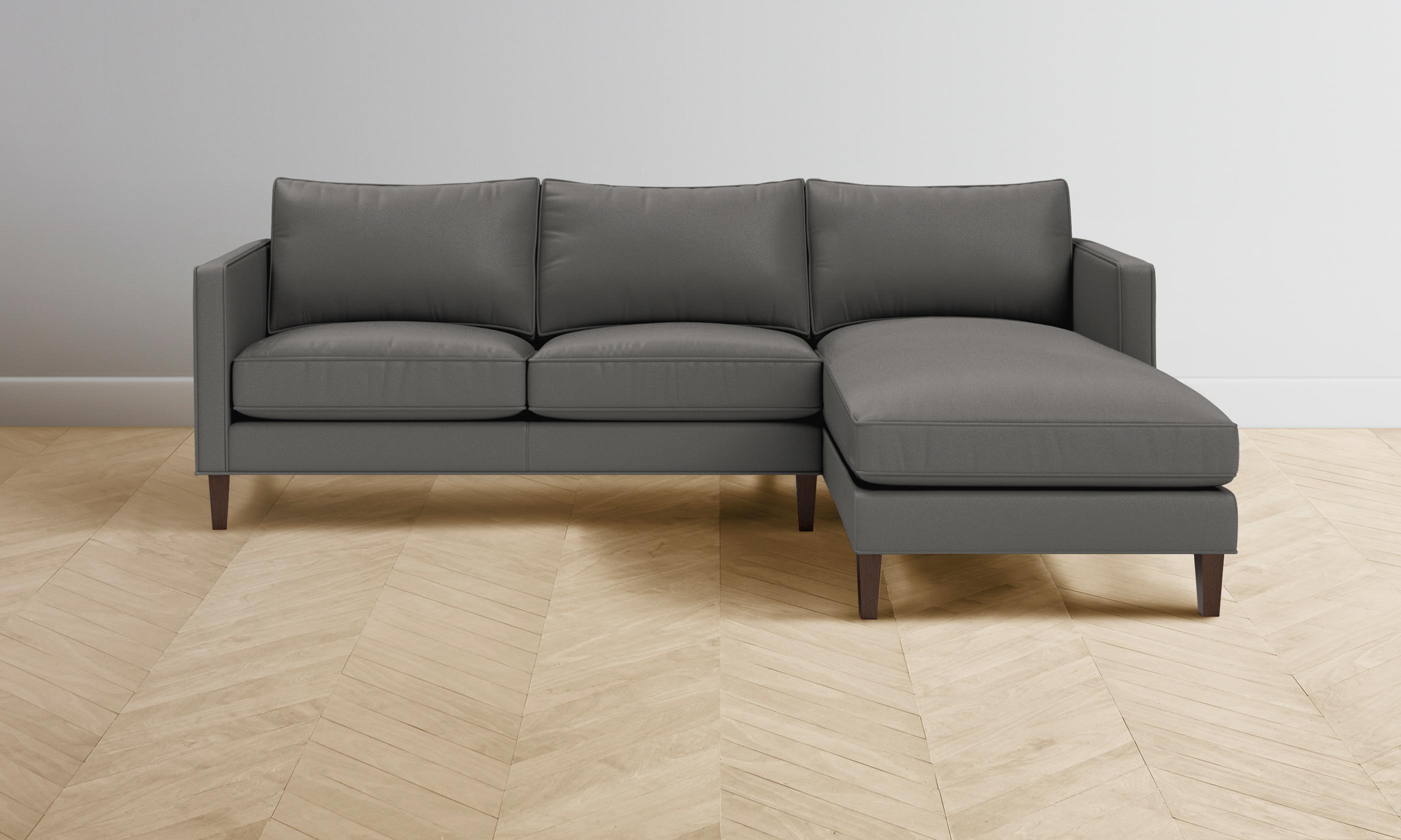 Premium Crosby Sectional Sofa - Genuine Pebbled Leather in Ash Gray - Perfect for Living Rooms, Lounges & Home Theaters