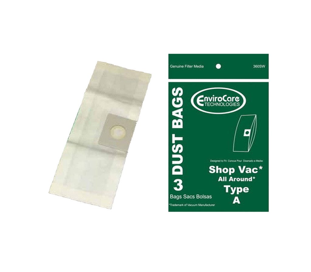 EnviroCare Replacement Vacuum Cleaner Dust Bags - Compatible with Shop Vac All Around Type A - 3 Pack - Perfect for Home Cleaning, Workshop & Garage Maintenance