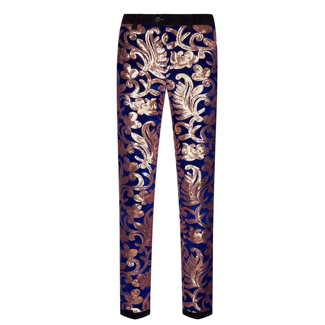 Men's Fashion Floral Glitter Sequin Velvet Pants - Stylish Party & Evening Wear for Holidays & Special Occasions