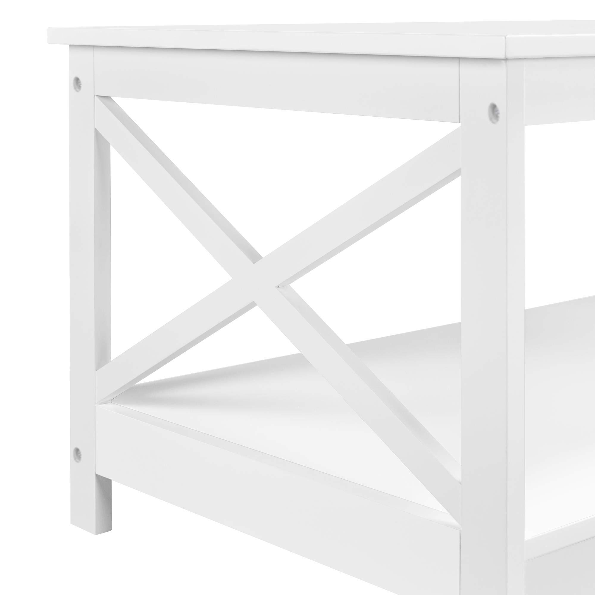 Modern X Design White Coffee Table - 2-Tier Wooden Cocktail Table with Storage Shelf for Living Room, Lounge & Office Use - Stylish Center Table for Home Decor & Small Space Furniture