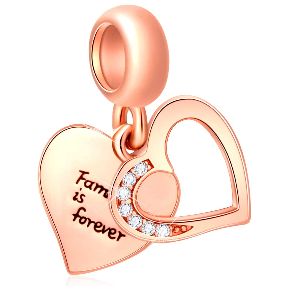 Rose Gold & 925 Sterling Silver Family Charm Bracelet - Double Heart & Tree of Life Pendant - Perfect Gift for Mother's Day, Christmas, Sister & Mama - Ideal for Family Gatherings, Special Occasions & Everyday Wear