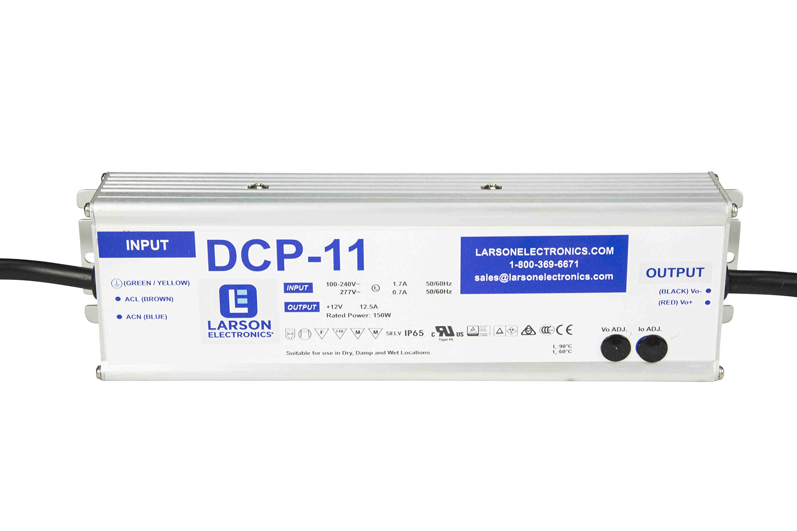 Larson Electronics 120V/277V AC to 12V DC Waterproof Power Converter Transformer - 11 Amp Output for Outdoor Lighting, Marine & RV Applications