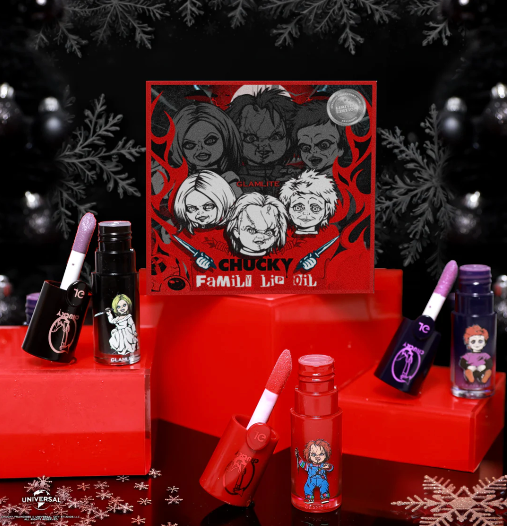 Chucky 7 Piece Makeup Set with Tiff Bag - Horror Movie Inspired Cosmetics Kit for Halloween, Costume Parties & Themed Events