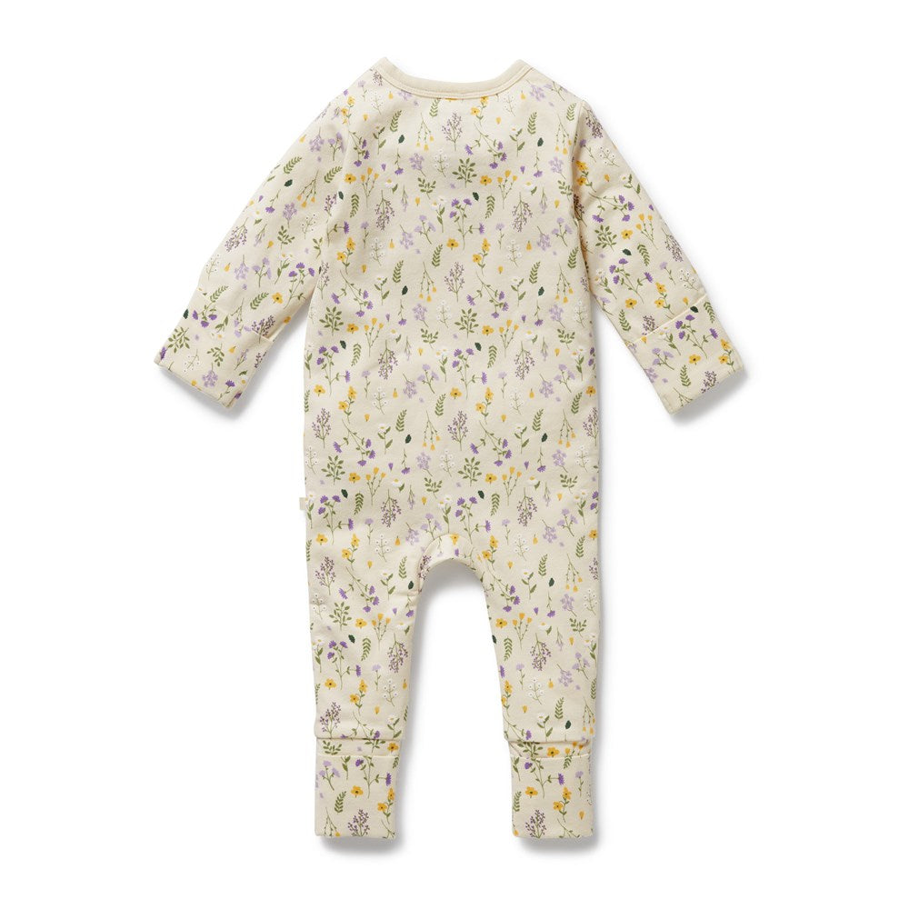 Bella Floral Organic Baby Zipsuit with Feet - Soft & Comfortable One-Piece Pajamas for Newborns & Infants - Perfect for Sleepwear, Playtime & Everyday Wear