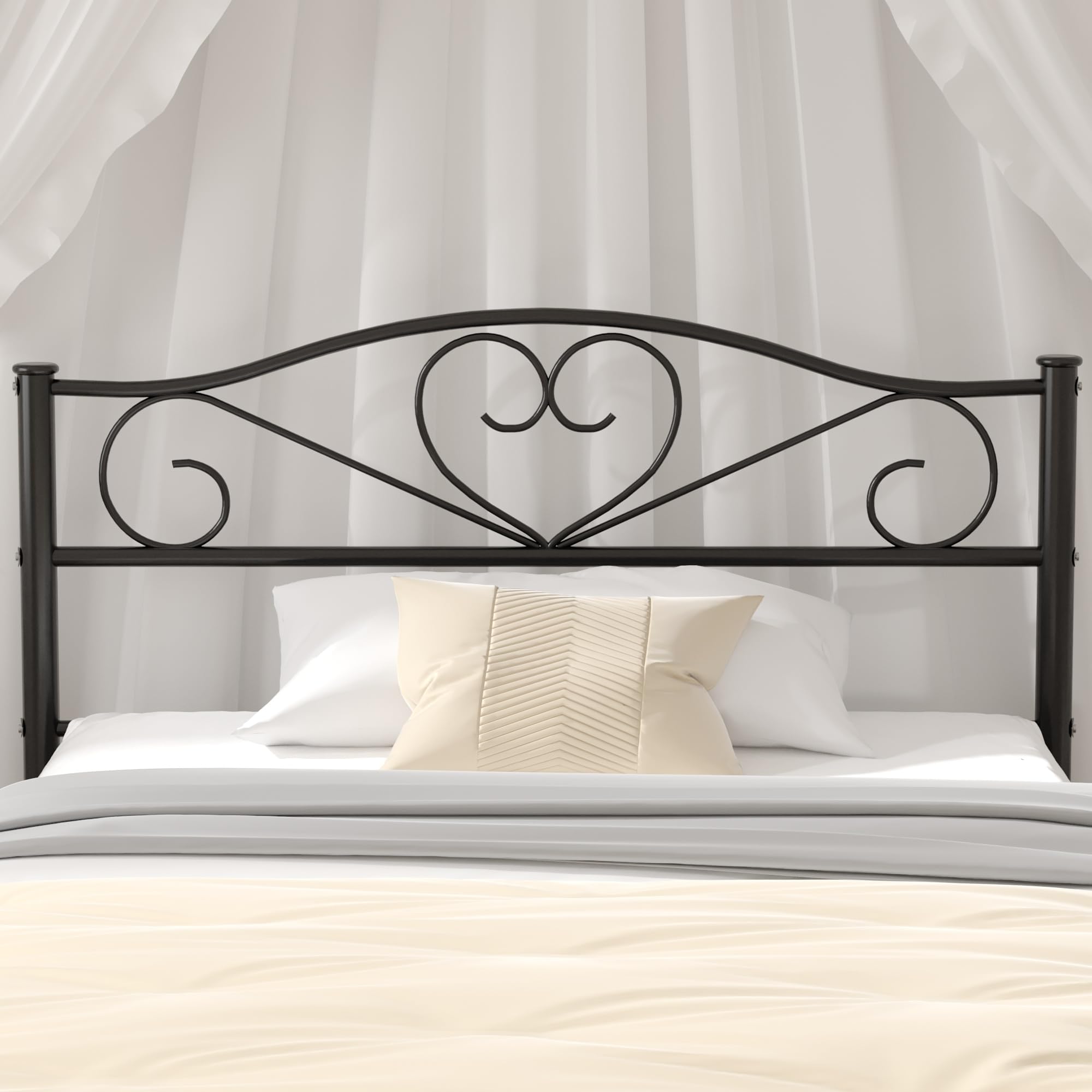 VECELO Metal Platform Bed Frame with Headboard & Footboard - Sturdy Steel Slats Mattress Foundation - No Box Spring Required - Twin Size - Matte Black - Perfect for Modern Bedrooms, Guest Rooms & Dormitories