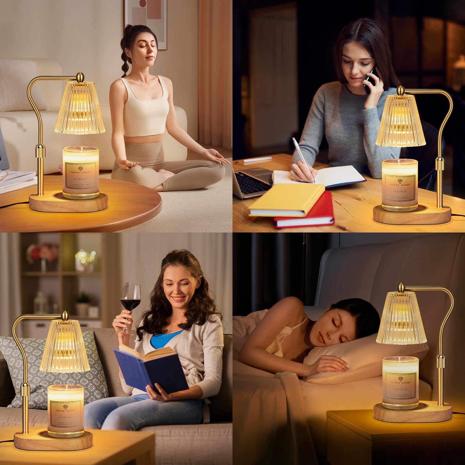 Electric Candle Warmer Lamp with Timer & Dimmer - Adjustable Height Wax Melt Warmer for Scented Jar Candles - Perfect Gift for Mom's Birthday, Home Decor & Aromatherapy - Includes 2 Bulbs for Cozy Ambiance