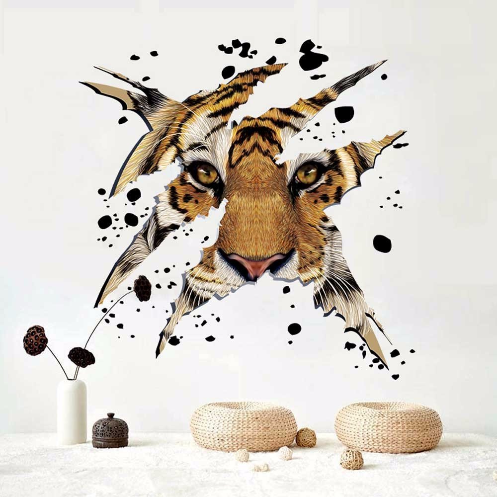 Celendi Tiger Wall Stickers - Modern Living Room & Office Decor, Fierce Animal Head Wall Art for Home & Workspace | Perfect for Accent Walls, Bedroom, Game Room & Man Cave Decor