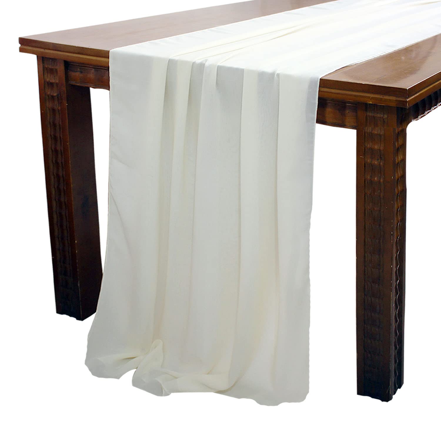 OZXCHIXU Beige Chiffon Table Runner 27x120