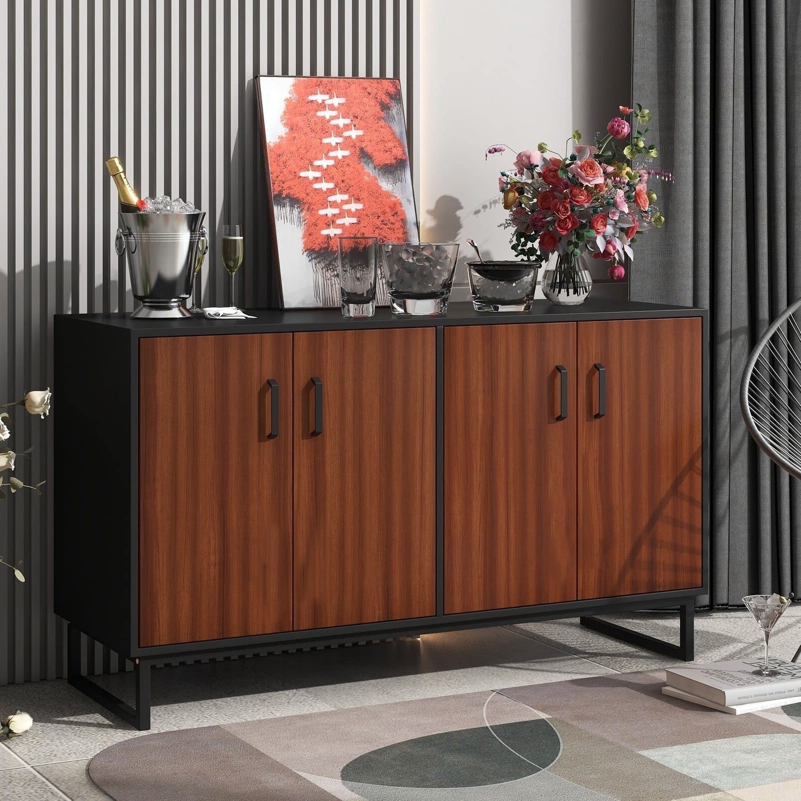 ALIDAM Large Storage Space Sideboard with Adjustable Shelves - Entryway & Living Room Organizer for Home Decor