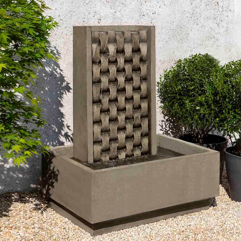 Campania International M Weave Outdoor Garden Fountain - Classic Woven Design for Patio, Yard, and Landscape Decor - Perfect for Relaxing Garden Ambiance