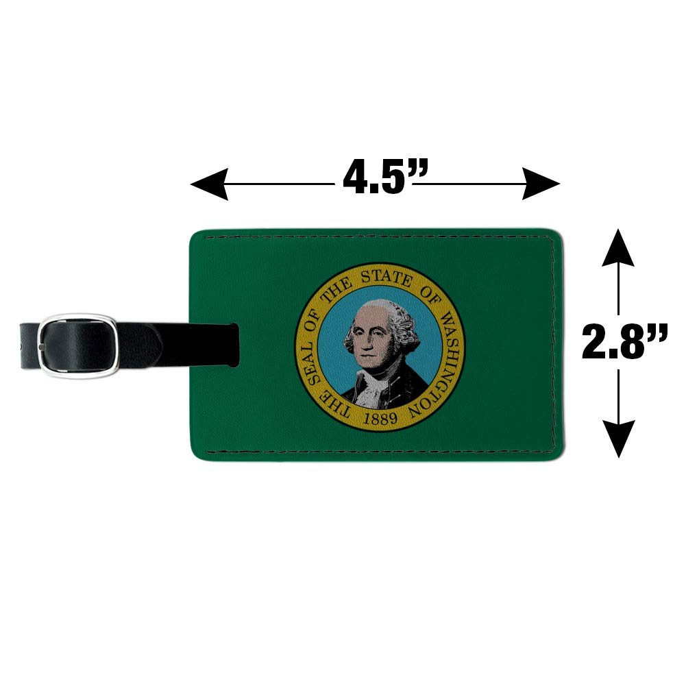 Washington State Flag Leather Luggage Tag - Personalized Rectangle ID Card Holder for Suitcases & Carry-On Bags | Perfect for Travel Identification & Gift Giving