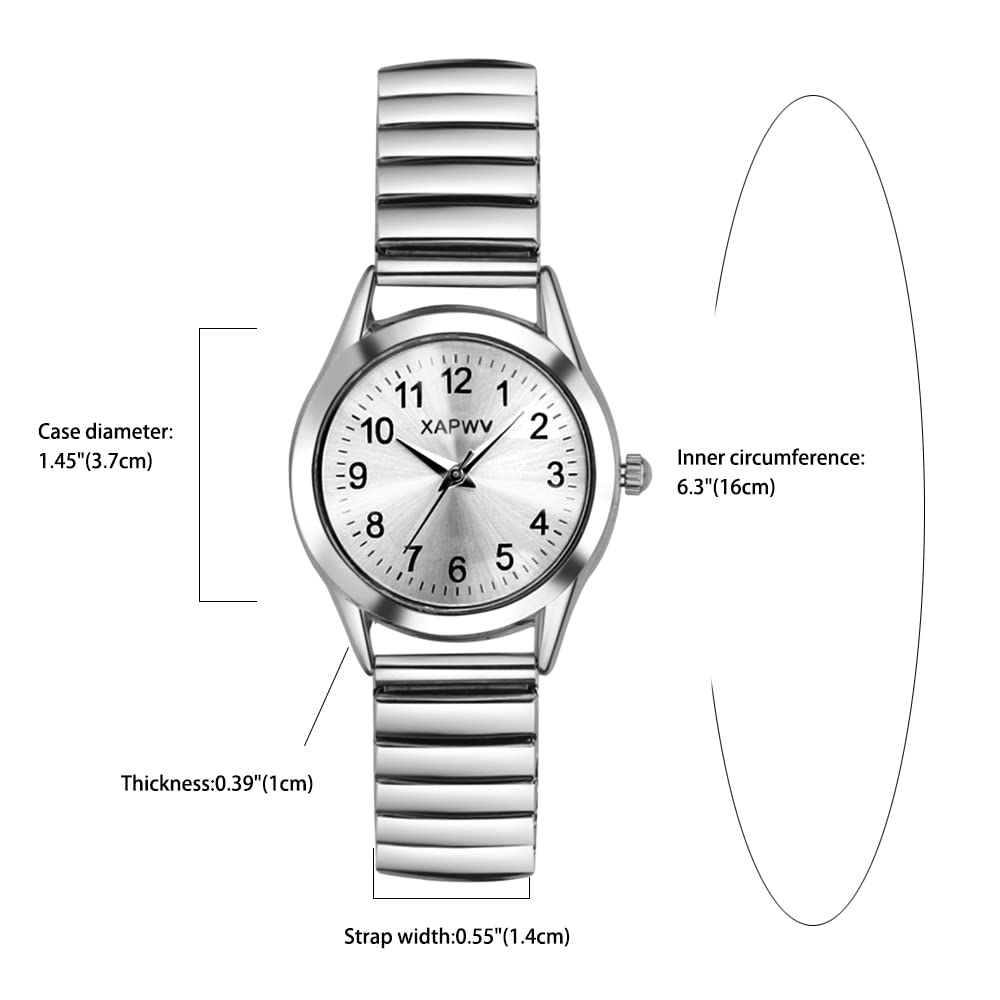 JewelryWe Women's Ultra Thin Watch - Gold/Silver Stretch Band for Easy Reading & Comfort