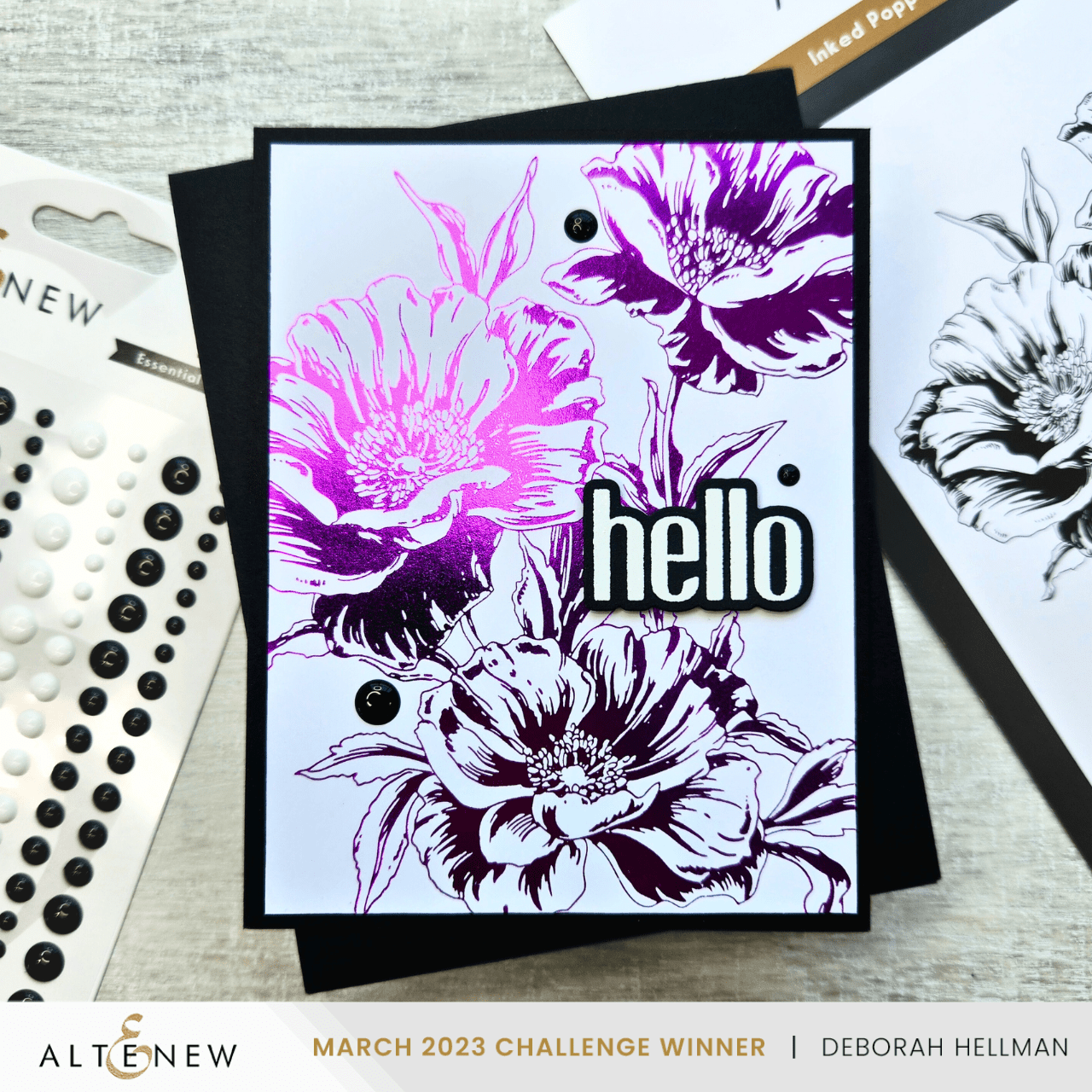 Inked Poppies Press Plate & Foil Plate for DIY Crafting, Scrapbooking & Card Making - Floral Design Metal Stamping Tool
