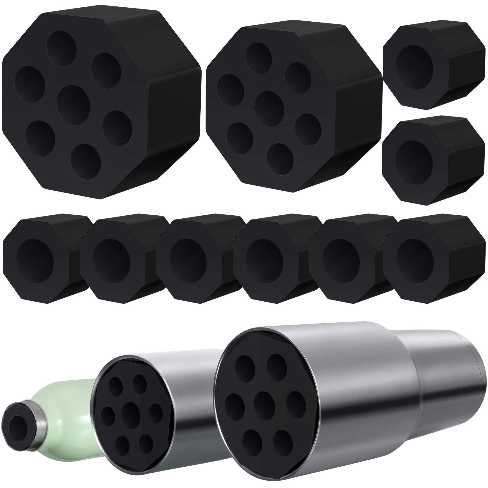 10-Piece Cup Turner Foam Set for 1/2 Inch PVC Pipe - Compatible with 10oz, 12oz, 17oz, 20oz, 25oz, 30oz Tumbler Bottles & Cola-Shaped Water Cups (Black) - Perfect for DIY Cup Spinners, Craft Projects, and Custom Drinkware Decorations