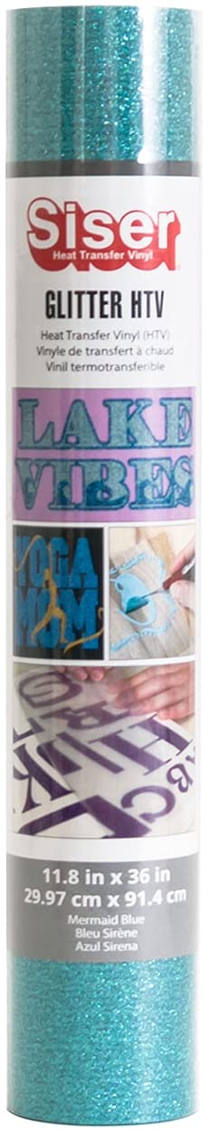 Siser HTV Vinyl Glitter Roll - Mermaid Blue Heat Transfer Vinyl for DIY T-Shirts, Crafts & Apparel Decoration | Perfect for Custom Clothing, Tumblers & Home Decor Projects