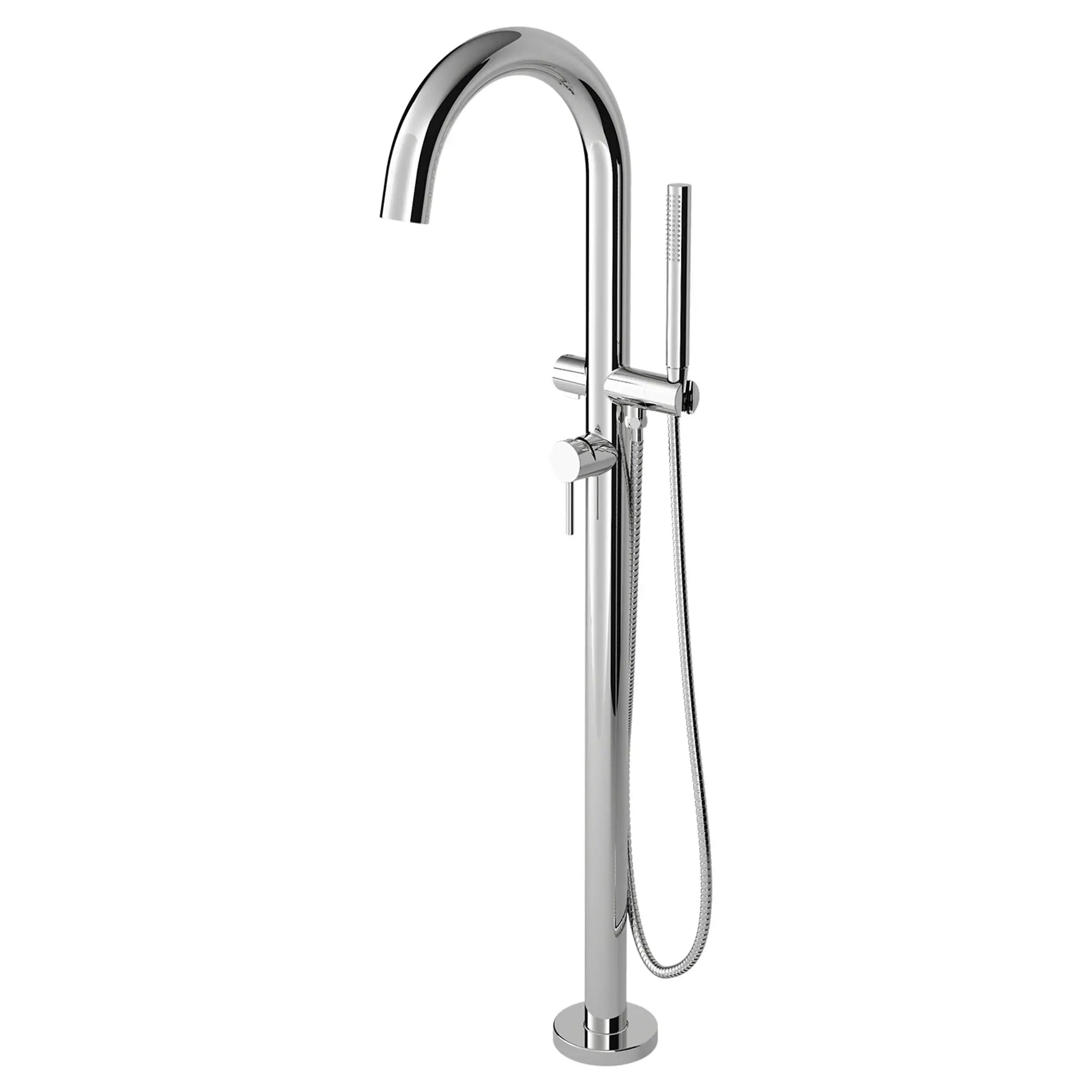 Modern Freestanding Bathtub Faucet with Hand Shower - Round Design, Lever Handle, Rough-in Valve - Perfect for Spa, Master Bathroom & Luxury Bathroom Renovations