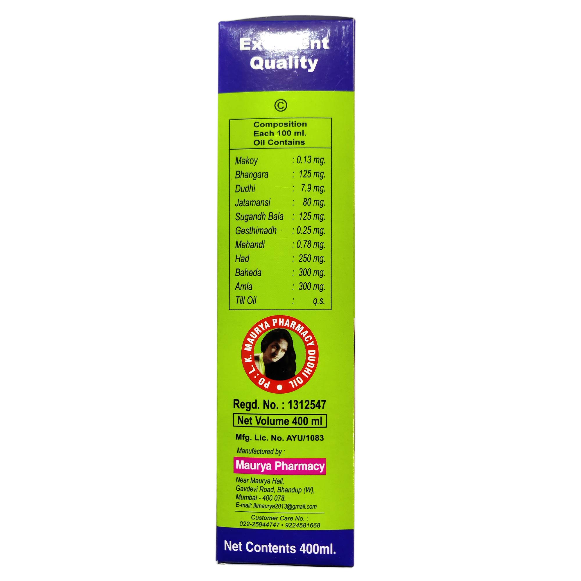 Maurya Dudhi Oil - 400ml Pure Herbal Hair Oil for Growth & Strength | Pack of 1 | Natural Ayurvedic Treatment for Dry Scalp & Split Ends | Perfect for Daily Hair Care Routine