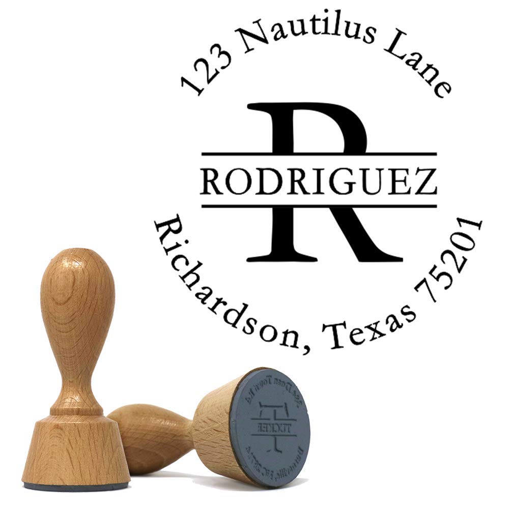 Custom Classic European Hand Stamp - Solid Oak Wood Stamp with Elegant Design 6 | Perfect for Wedding Invitations, Certificates & DIY Crafts