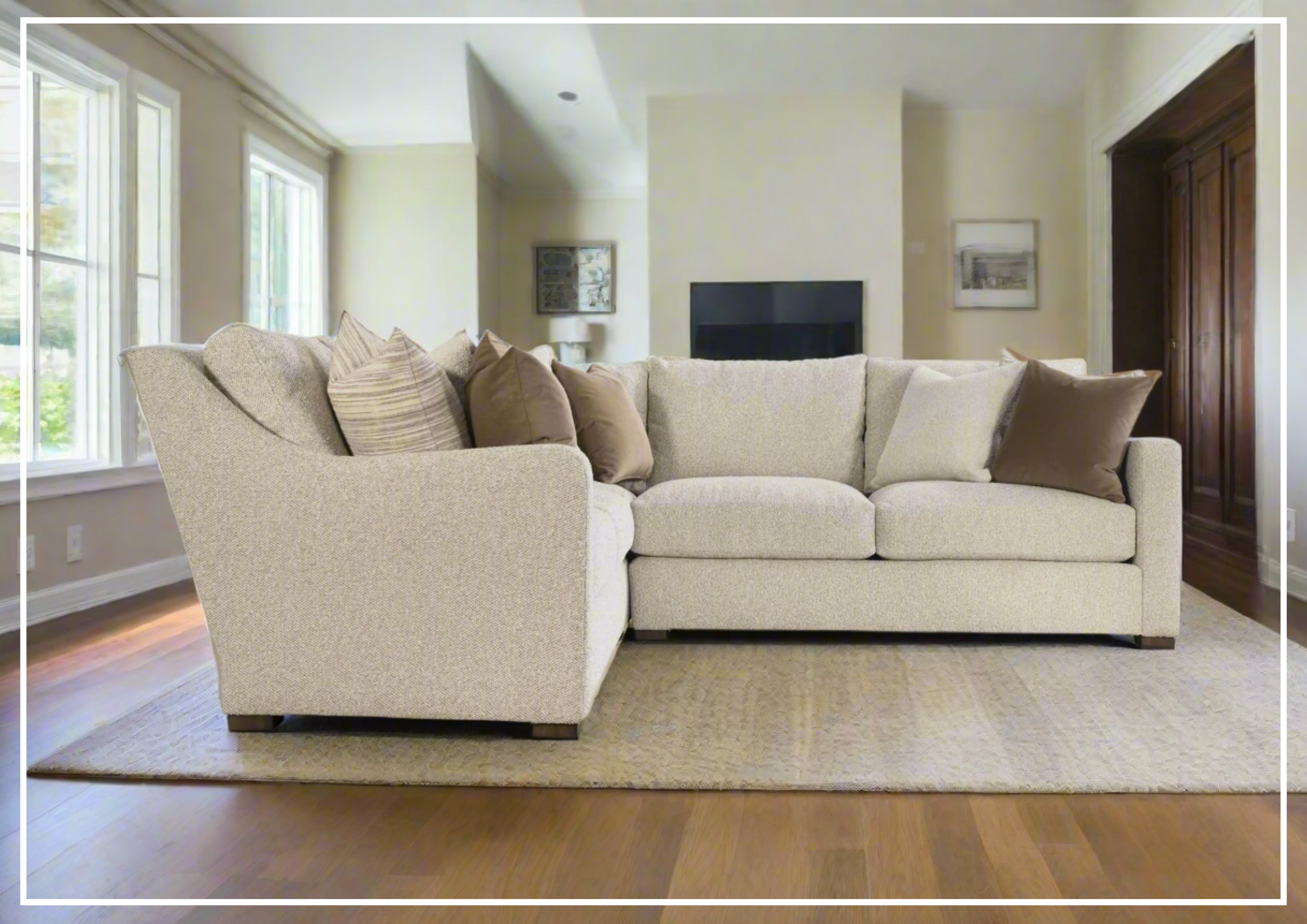 Bernhardt Ventura Beige Fabric Sectional Sofa - Modern Living Room Furniture for Comfortable Relaxation & Stylish Home Decor