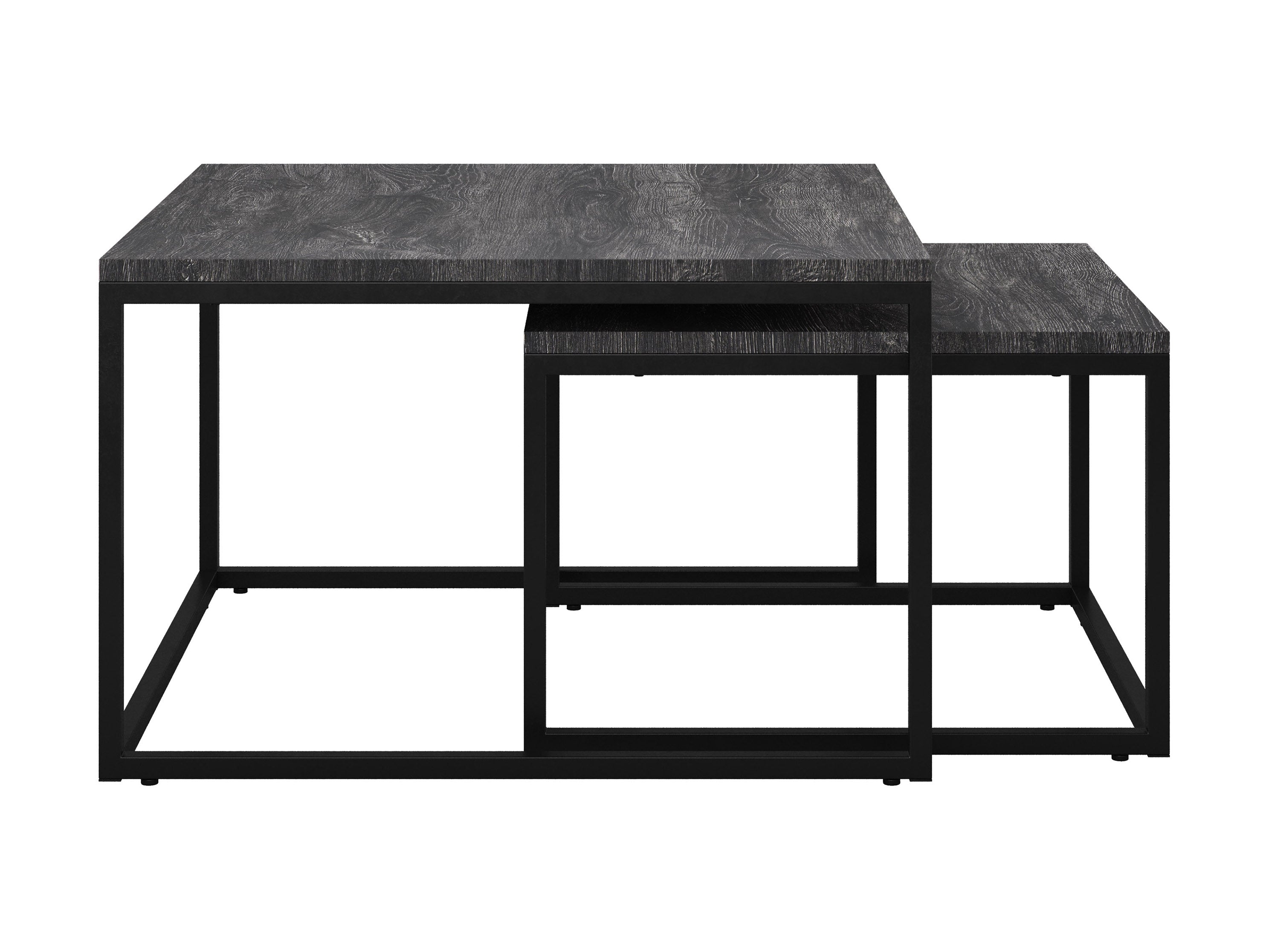 Modern Grey Wood Square Nesting Coffee Tables Set of 2 - Minimalist Living Room Furniture for Small Spaces - Perfect for Apartments, Dorms & Cozy Home Decor