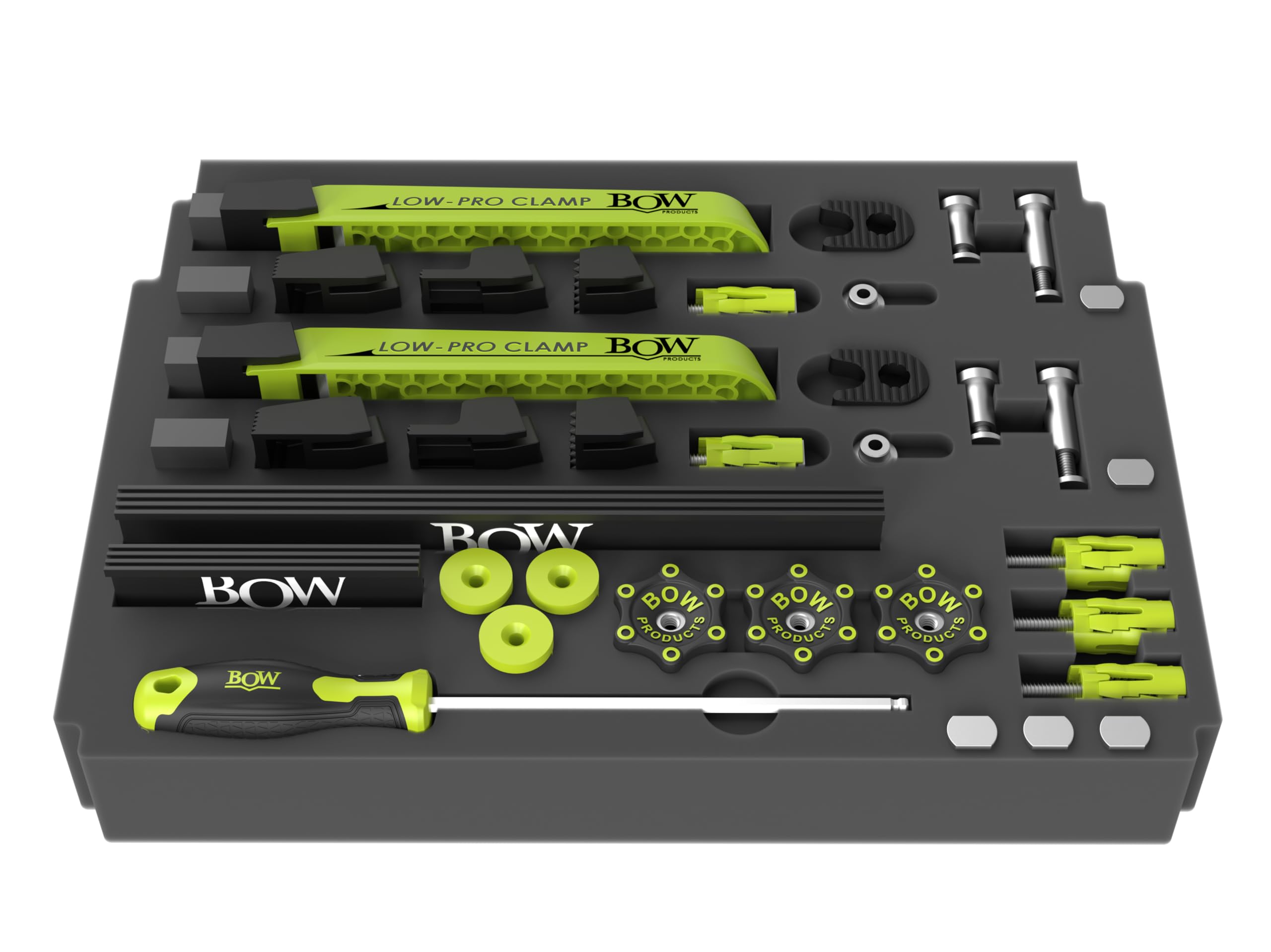BOW Products Low Profile Clamping Kit - CNC Machine Clamps, MFT Table Clamps, Workbench Hold Downs with Interchangeable Tips & Hardware - Perfect for Woodworking, Metalworking & DIY Projects
