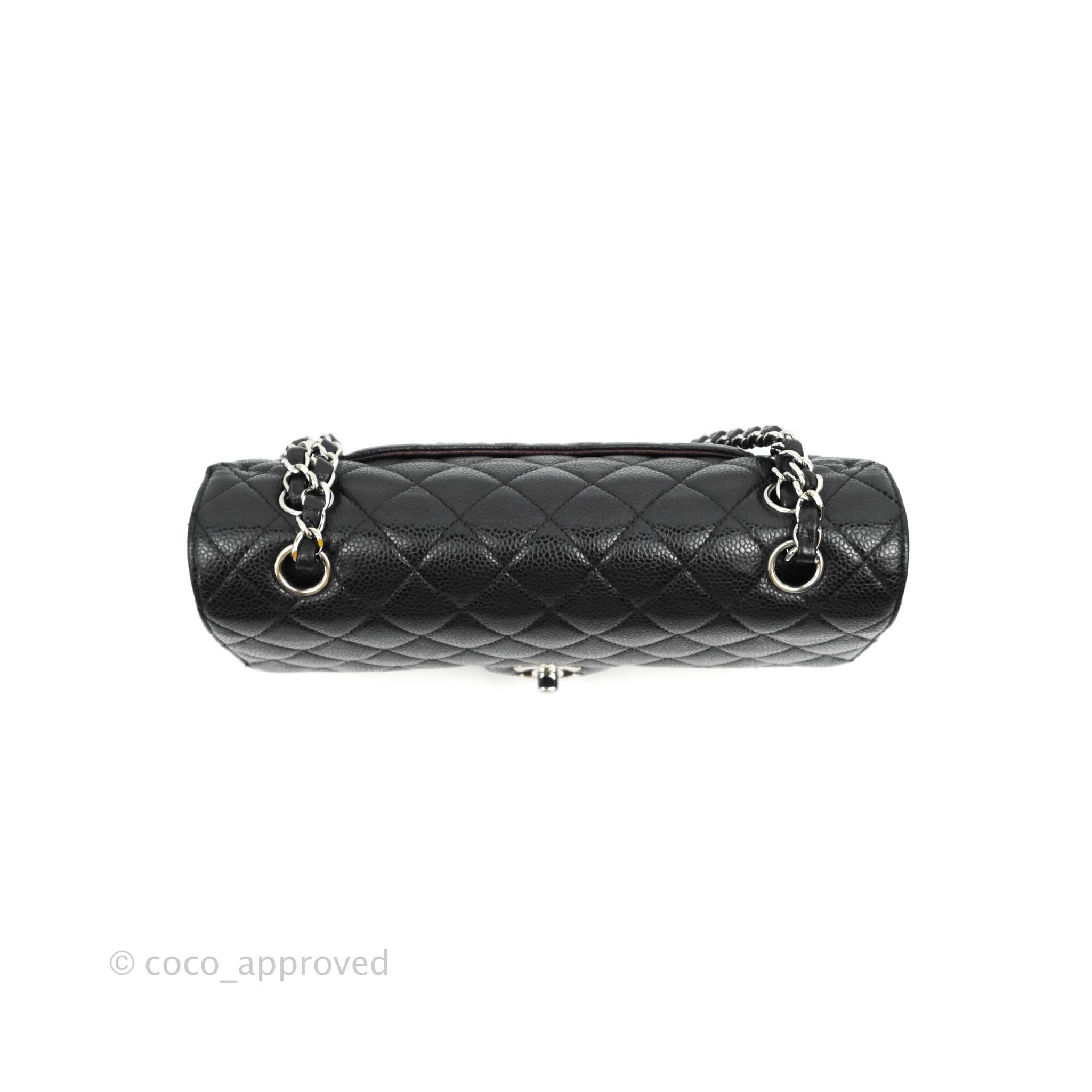 Chanel Classic Medium Double Flap Bag Black Caviar Leather with Silver Hardware - Luxury Designer Handbag for Women, Perfect for Work, Evening Events & Special Occasions