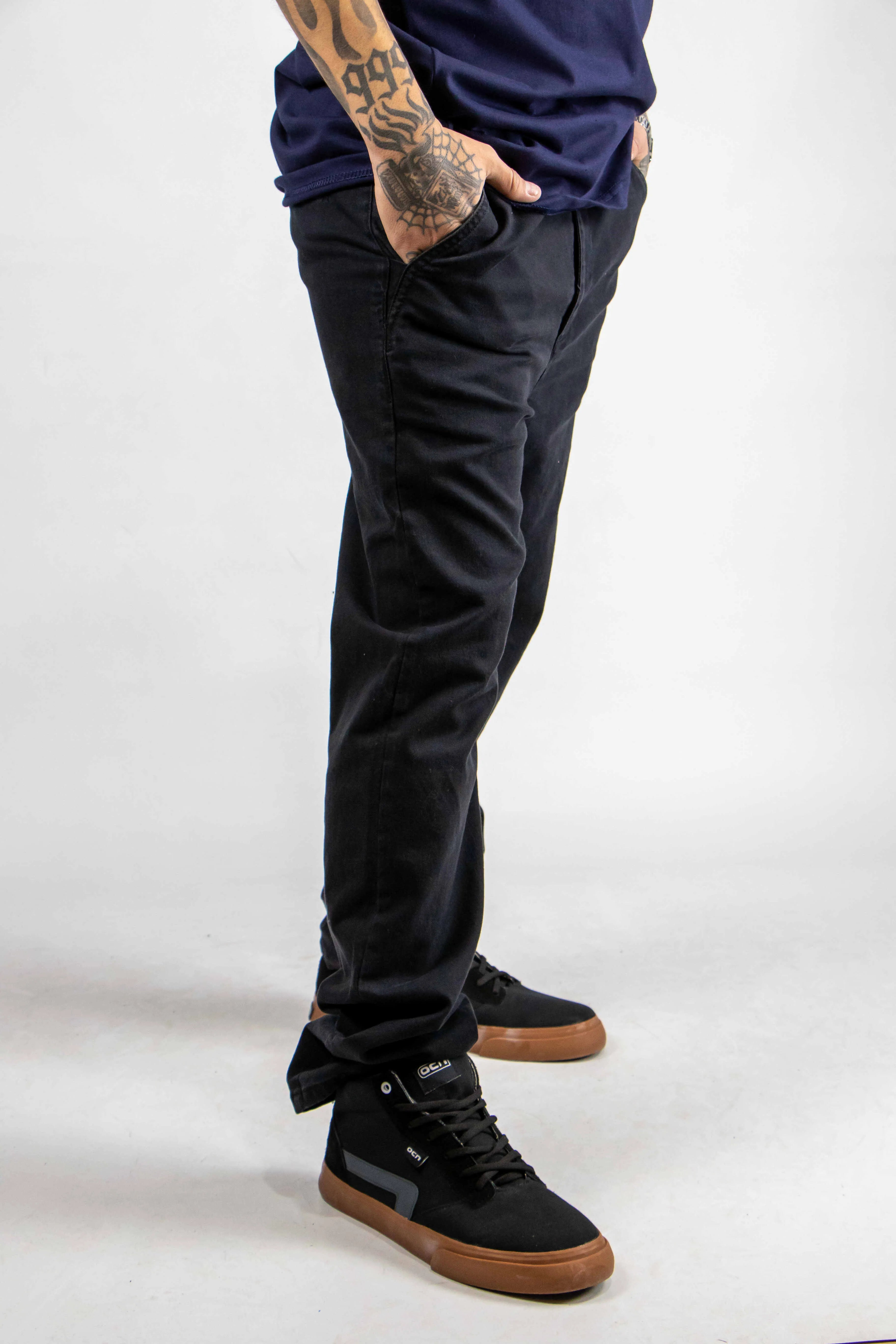 Ocn H Men's Classic Black Chino Pants - Comfortable & Stylish for Casual Wear, Office & Outdoor Activities