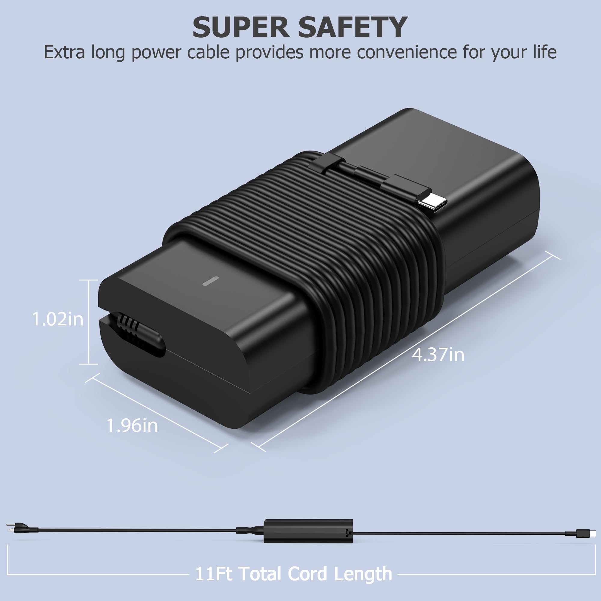 65W USB C Laptop Charger for Dell Chromebook 3100 3300 3380 3400 3500 5190 5300 5400 7200 - Type C AC Adapter - Compatible with HA65NM190 MVPDV 0MVPDV 0WMDHR WMDHR Models - Perfect for Home, Office & Travel Charging