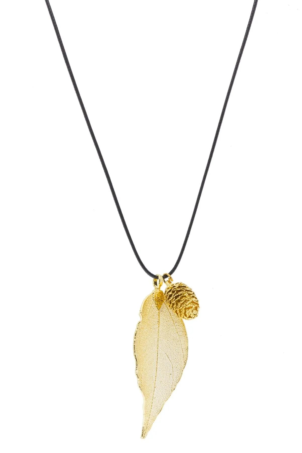 Elegant Gold Leaf Black Thread Necklace for Women - Perfect for Casual Wear, Parties & Gifts