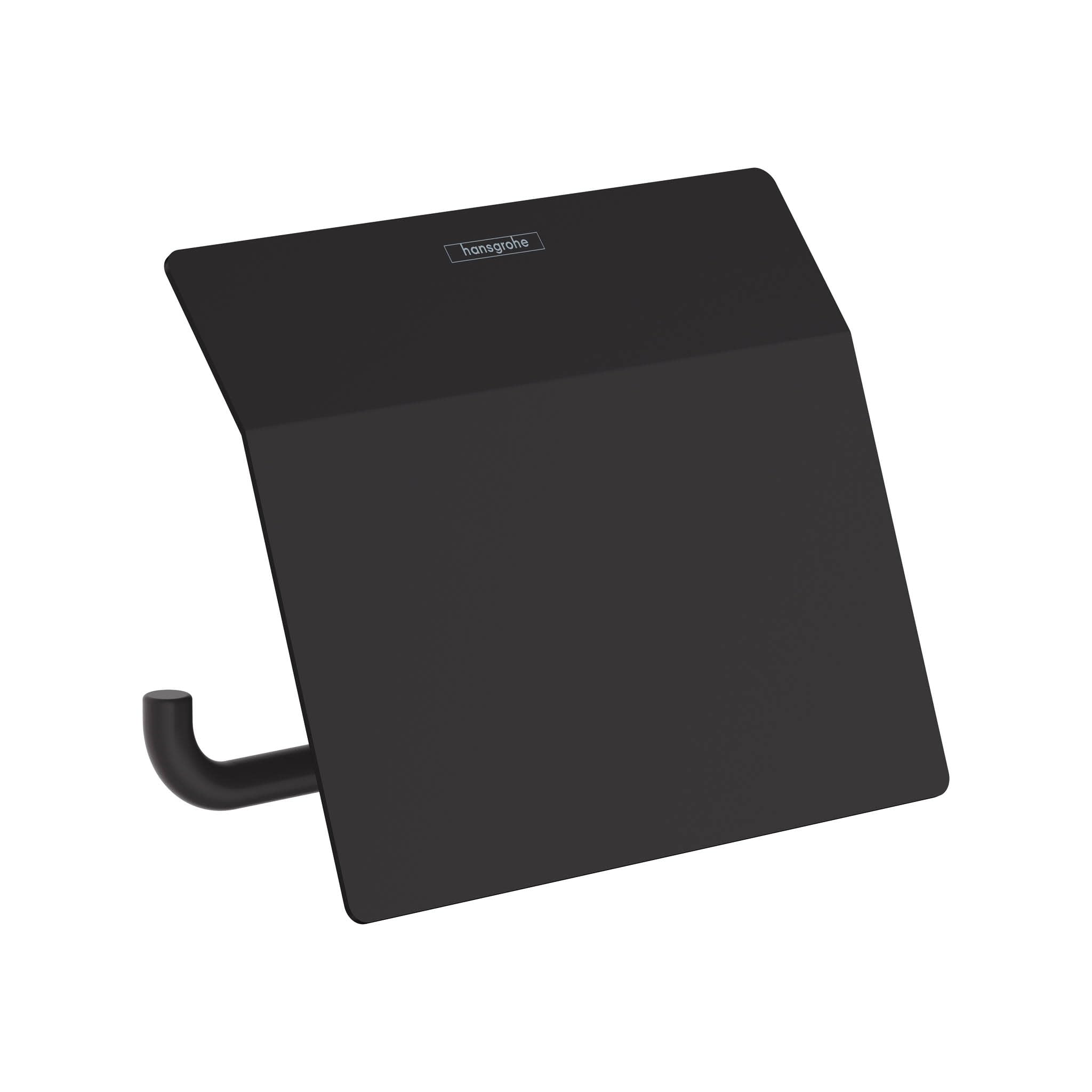 Hansgrohe AddStoris 6-Inch Roll Holder with Cover - Matte Black Bathroom Accessory (Model 41753670) | Perfect for Modern Toilet Paper Storage in Powder Rooms and Guest Baths
