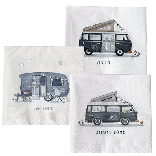 White, Black and Blue Camper Themed