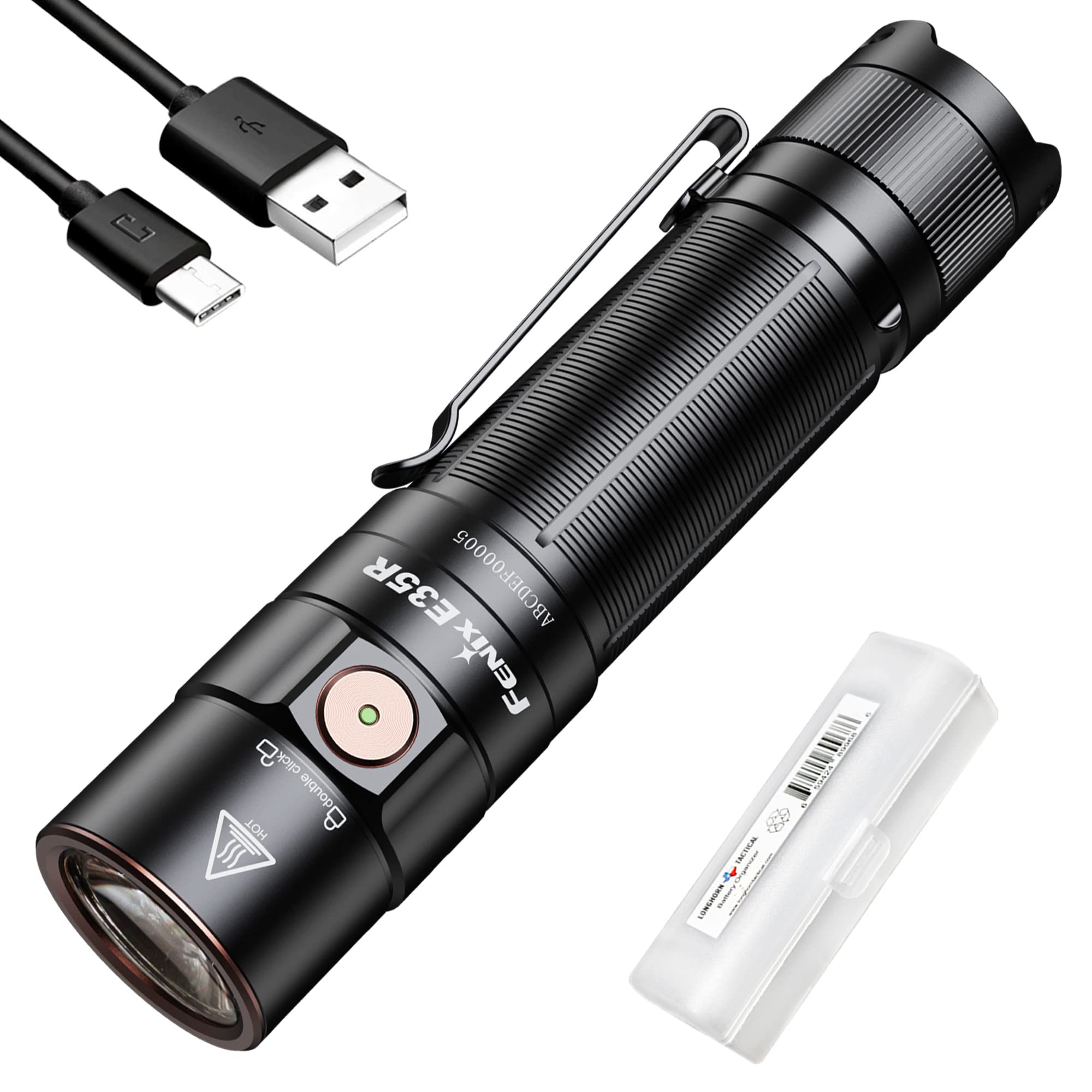 Fenix E35R EDC Flashlight - 3100 Lumens USB-C Rechargeable High Performance Flashlight with LumenTac Organizer | Perfect for Camping, Hiking, Emergency & Everyday Carry