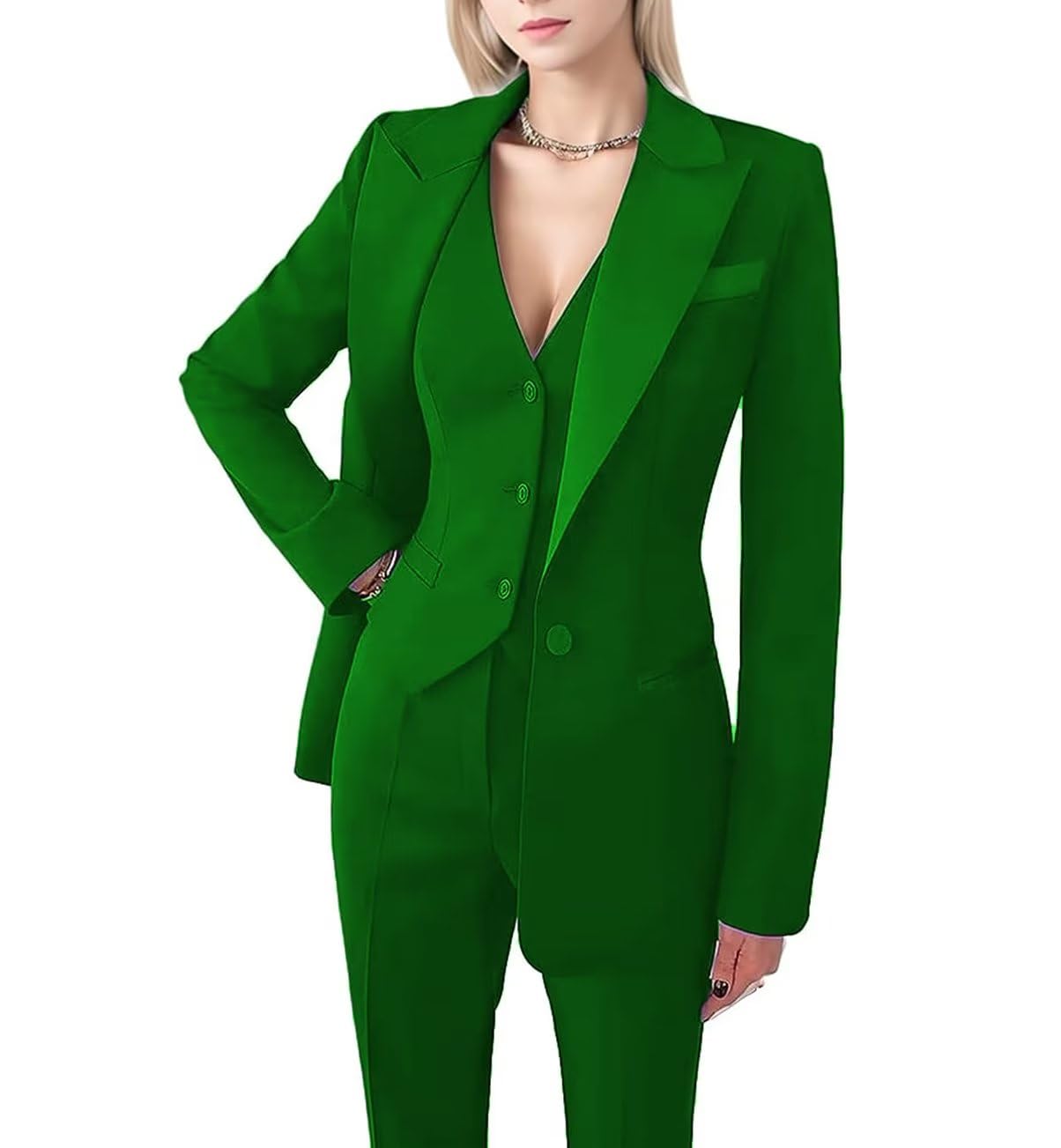Women's 3-Piece Tuxedo Suit Set - Professional Office Wear & Business Casual Blazer with Pants - Formal Work Attire for Women (Perfect for Job Interviews, Business Meetings & Office Parties)