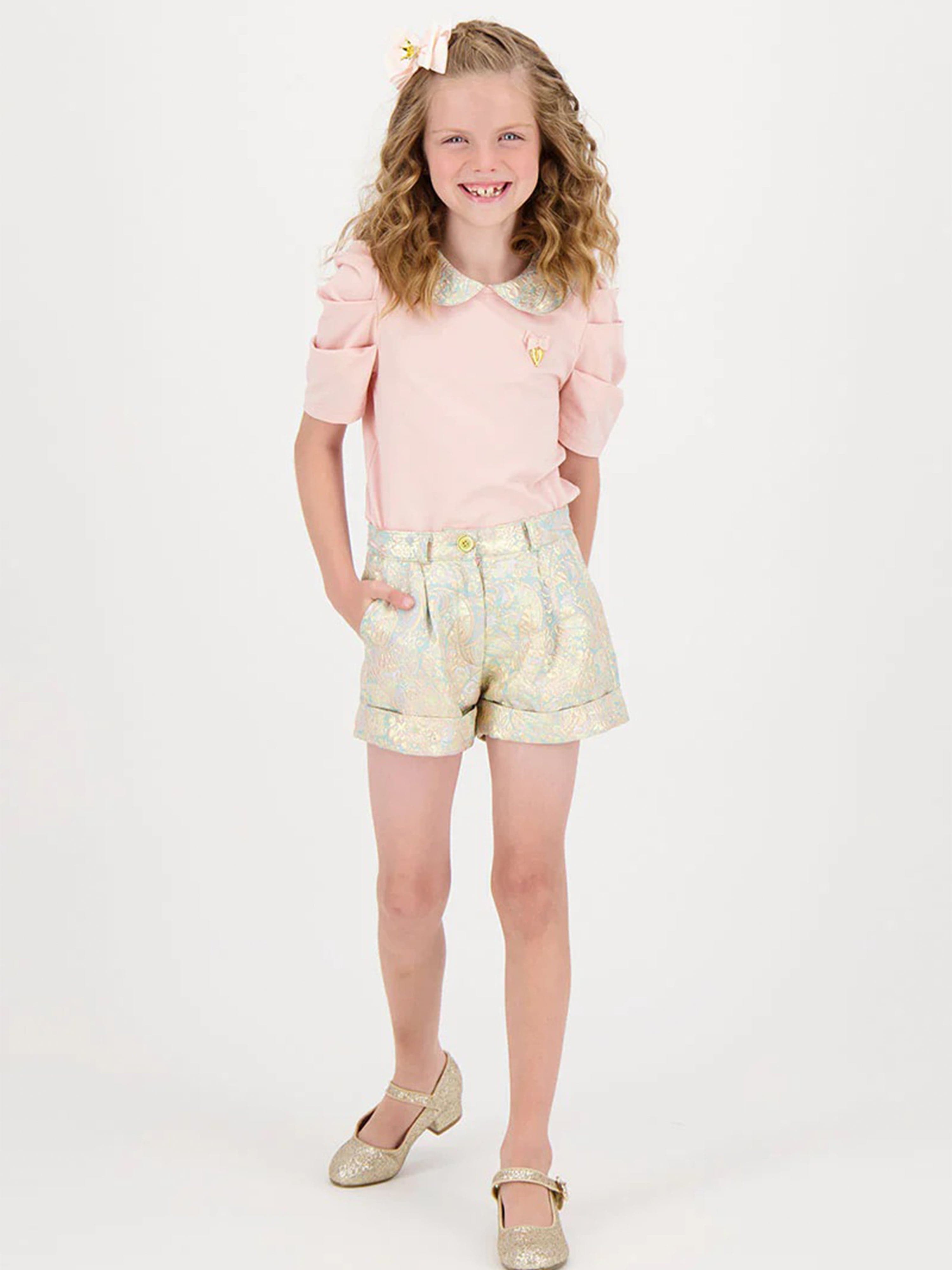 Angels Face Girls Metallic Paisley Shorts - Pink Trendy Fashion Shorts for Girls | Perfect for Summer, Playdates & Casual Outfits